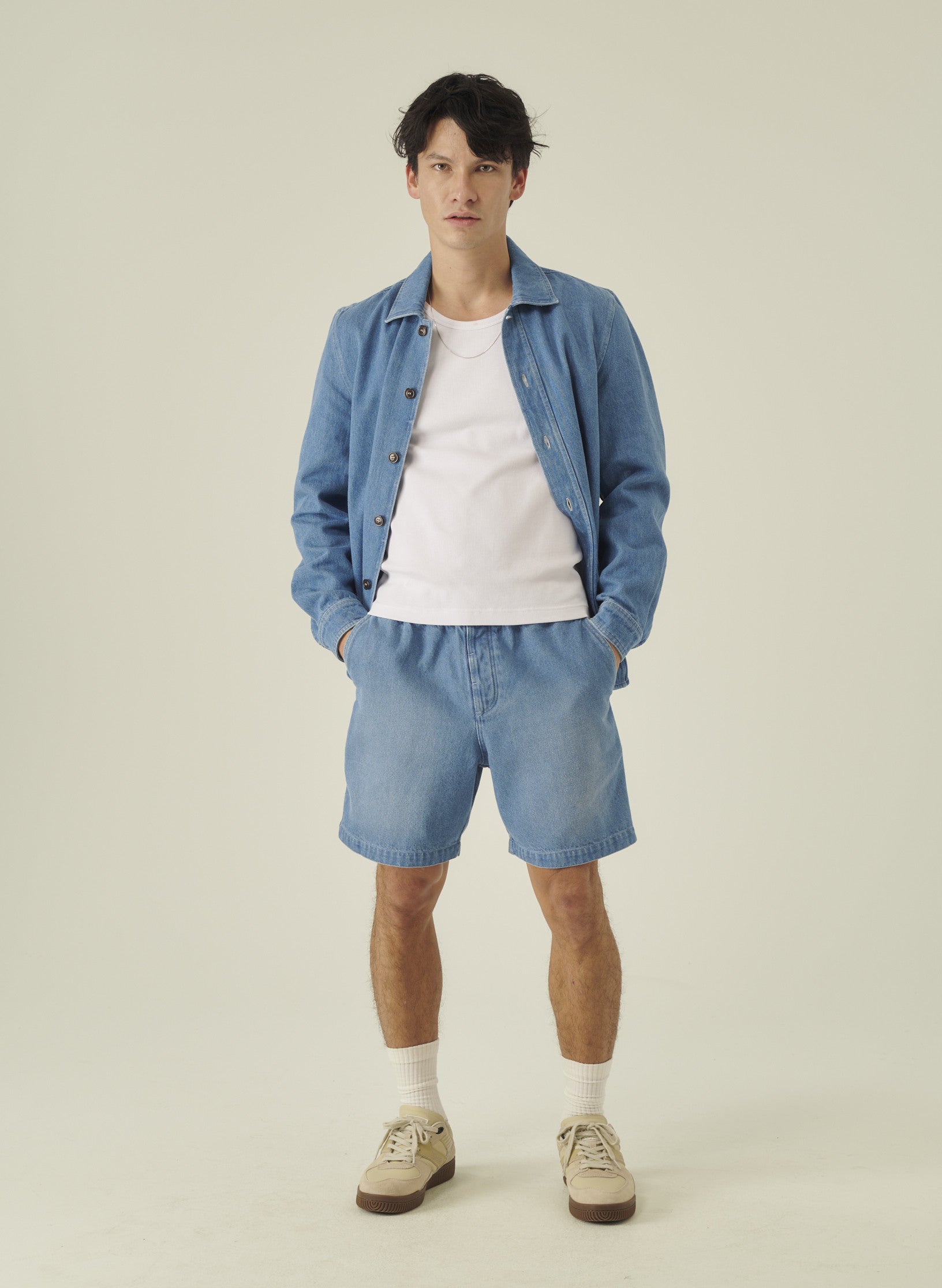 surchemise denim bleach delave homme femme unisexe oekotex