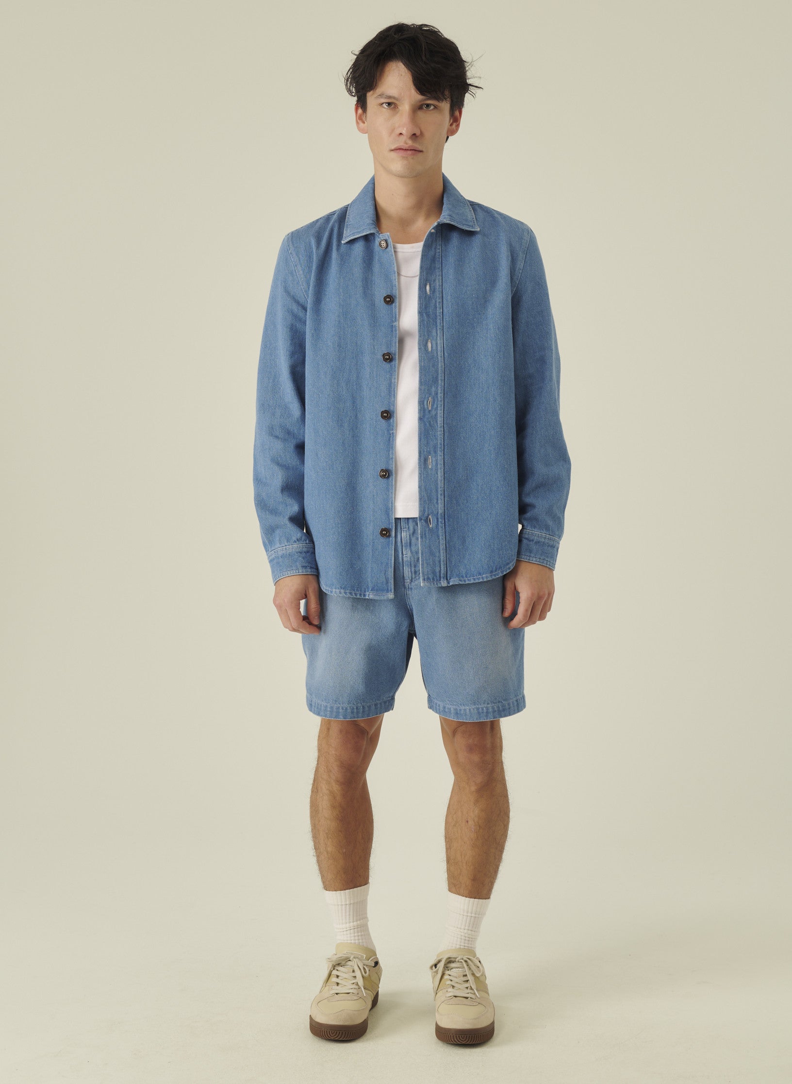 surchemise denim bleach delave homme femme unisexe oekotex