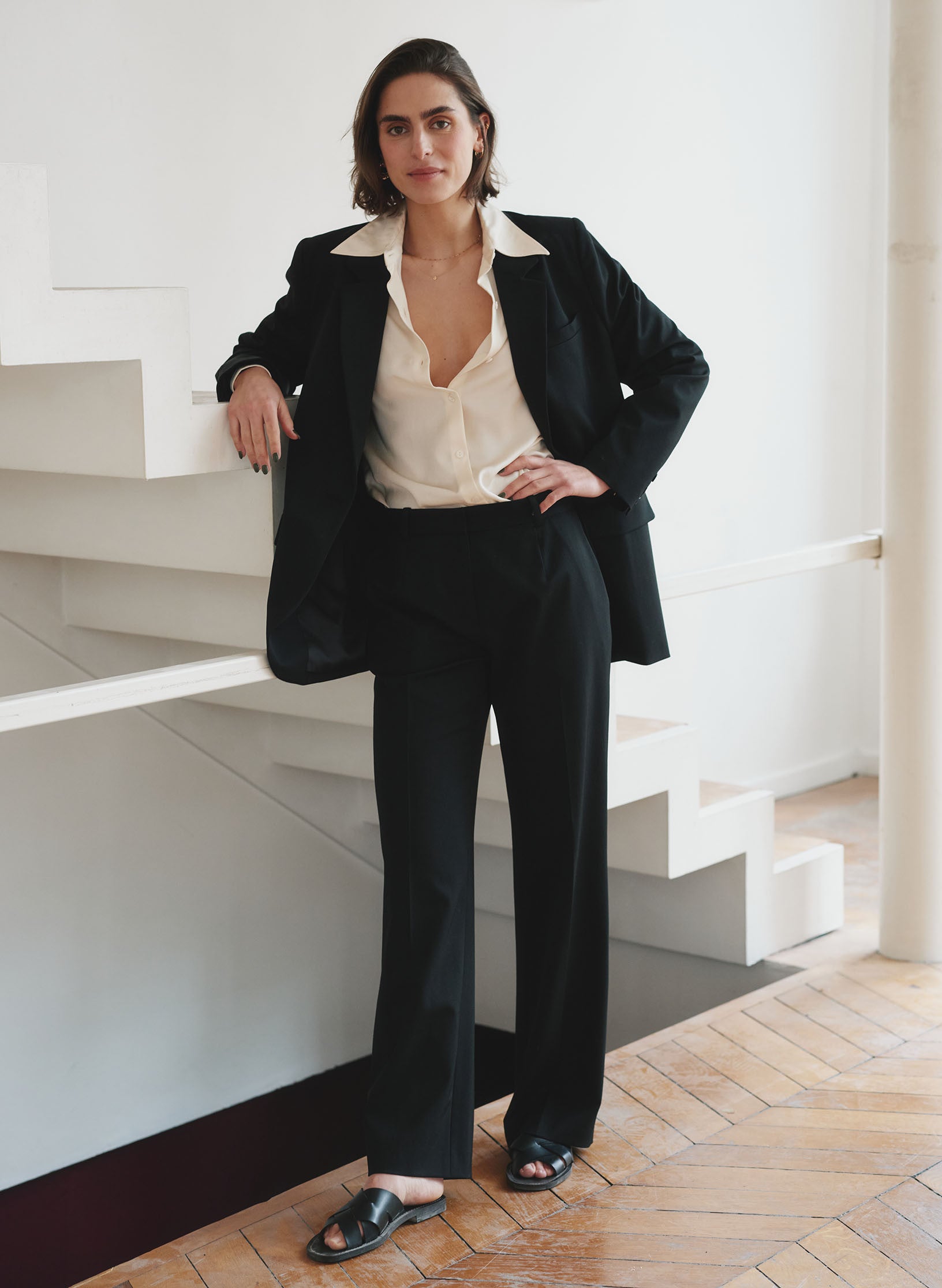 veste loose femme noire infroissable