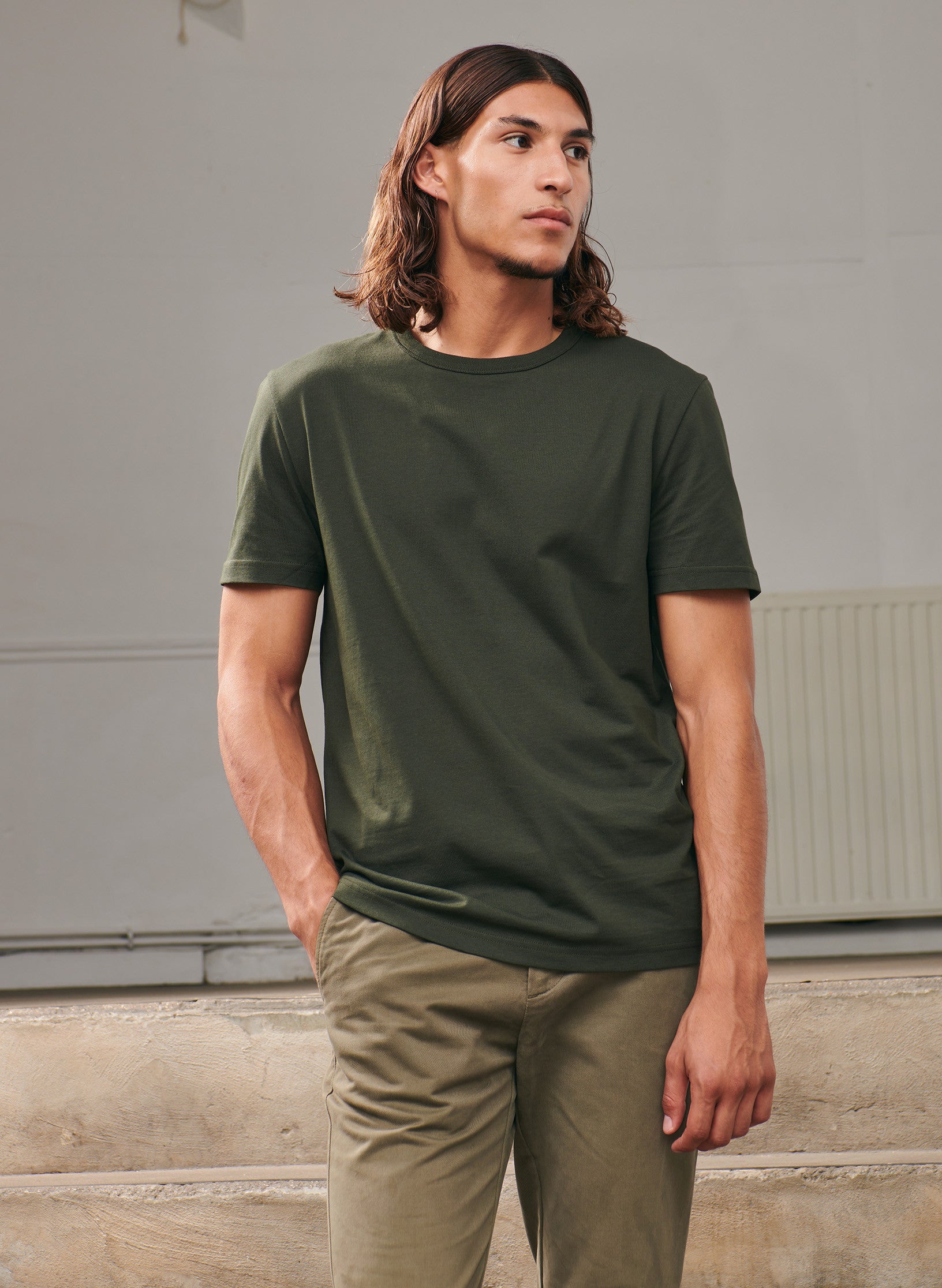 tee shirt coton organique homme kaki vert