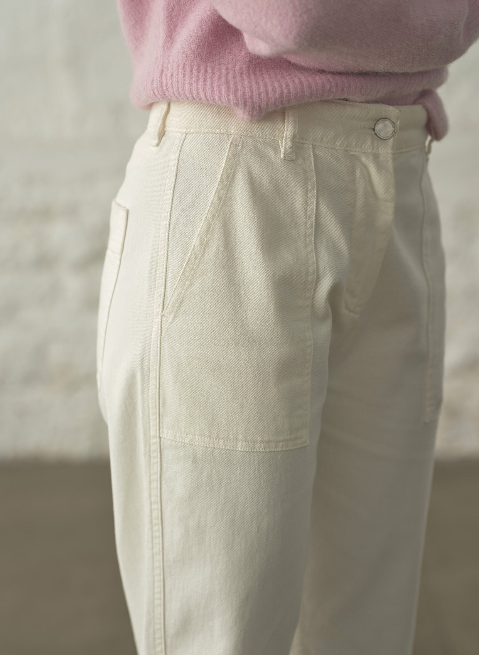 pantalon worker coton ecru femme