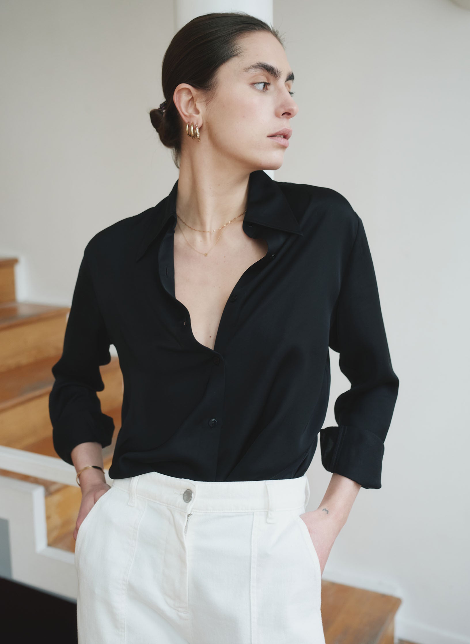 pantalon worker coton ecru femme