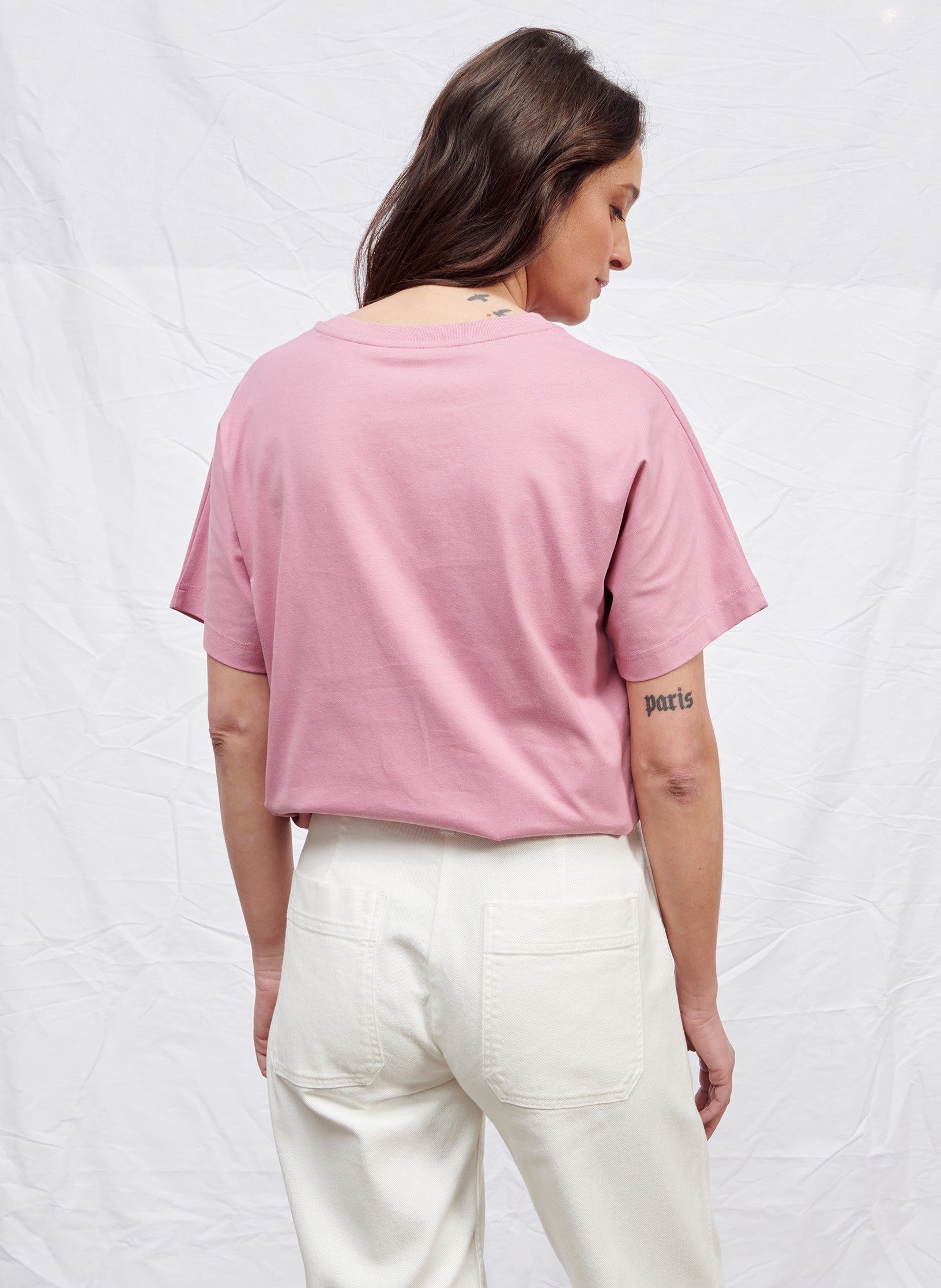 tee shirt manches kimono coton organique rose femme