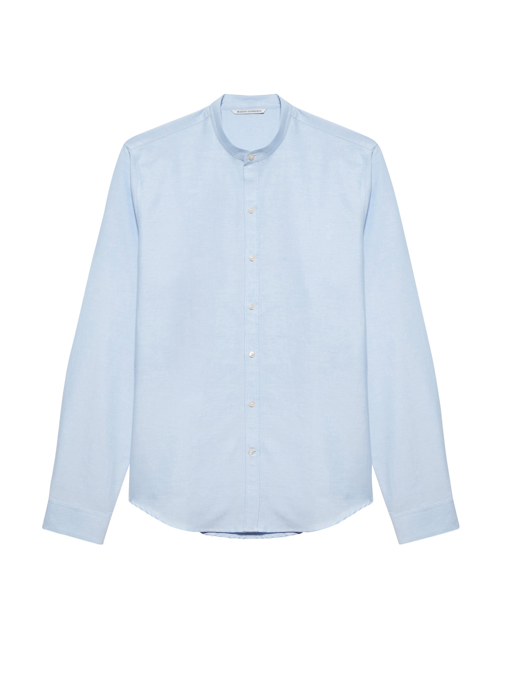 chemise col mao homme bleu