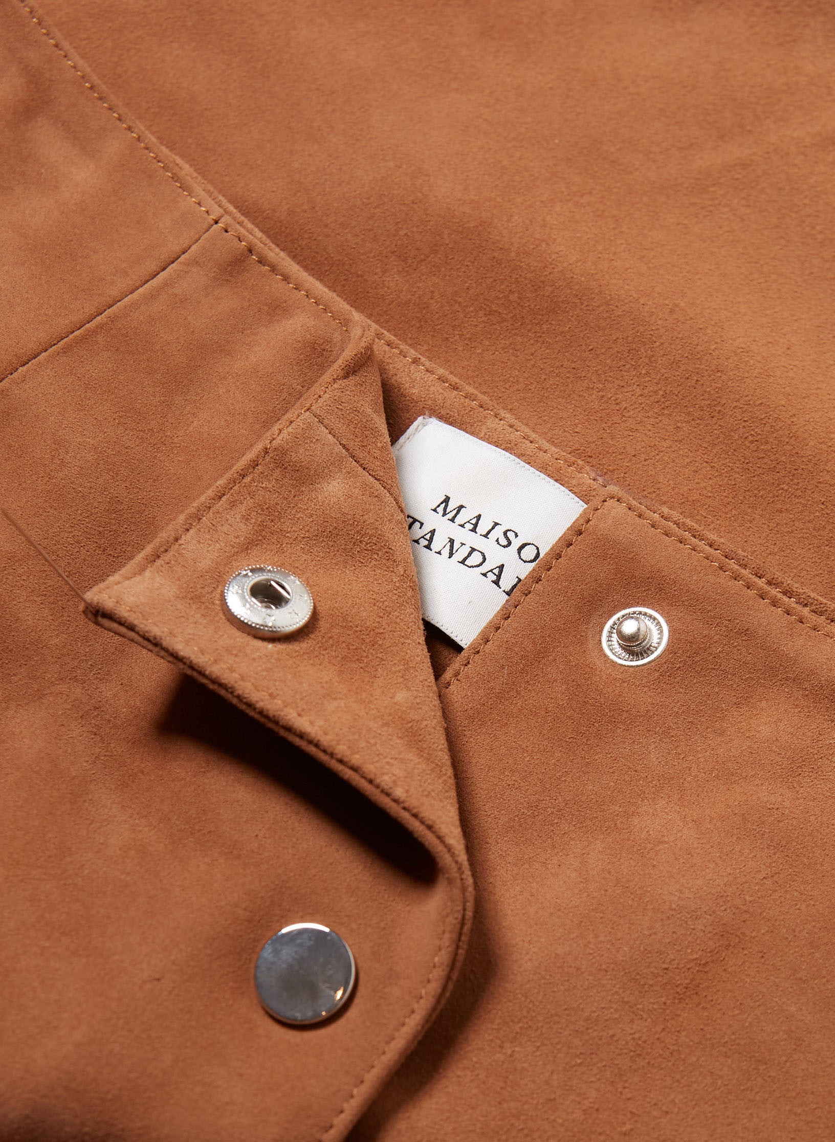 jupe pression daim cognac femme