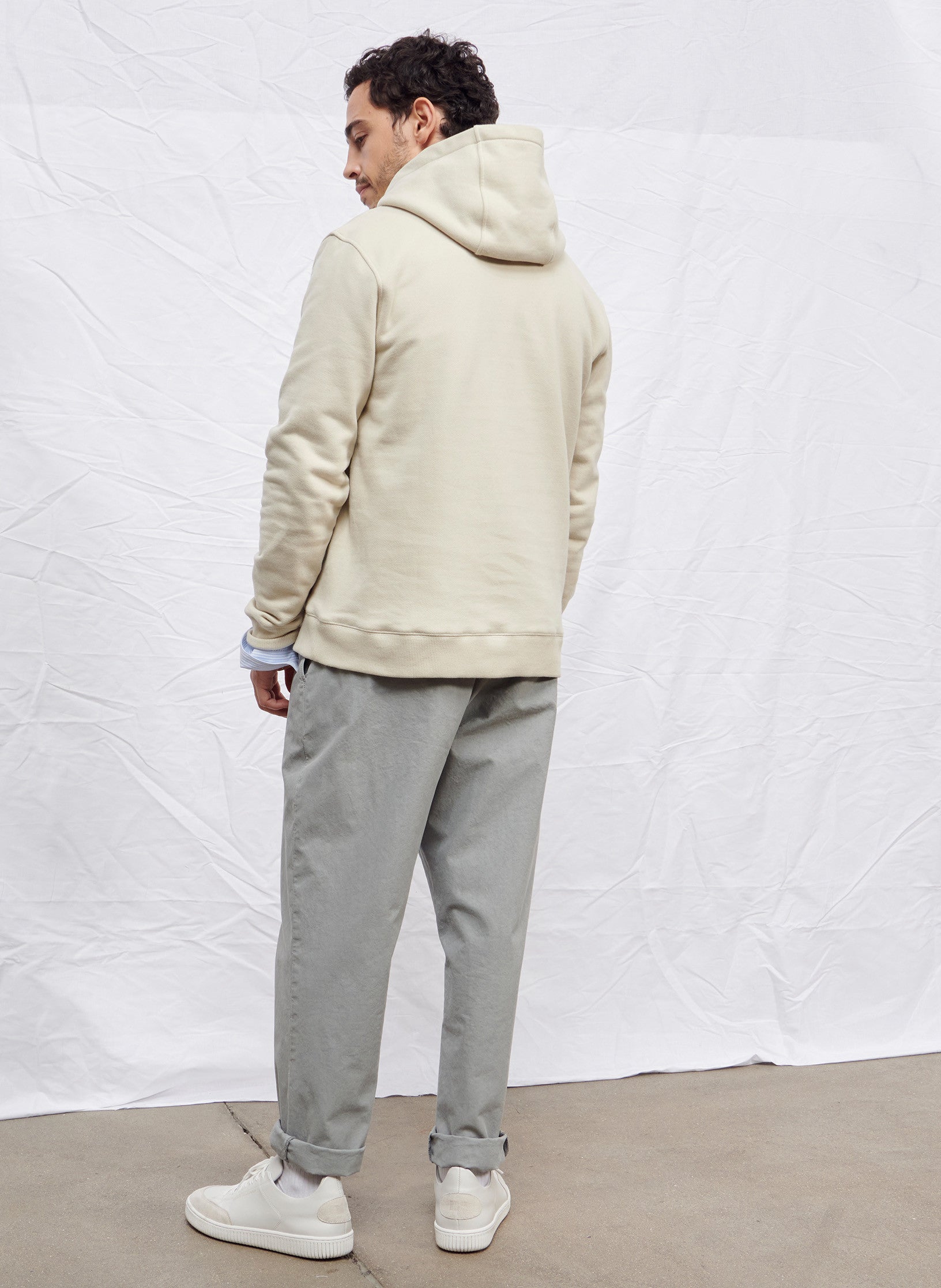 hoodie beige homme coton logo
