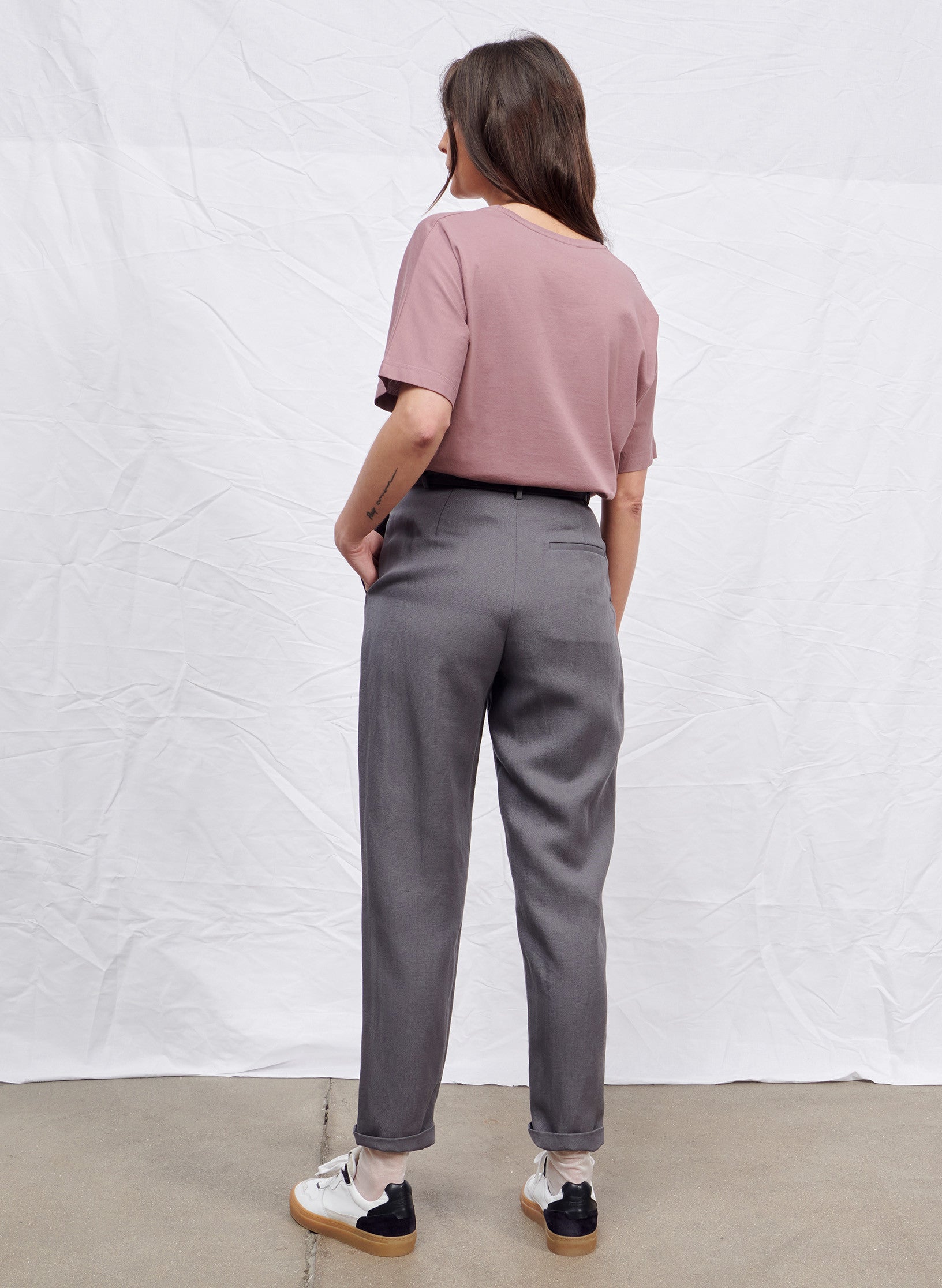 t shirt v femme rose coton organique