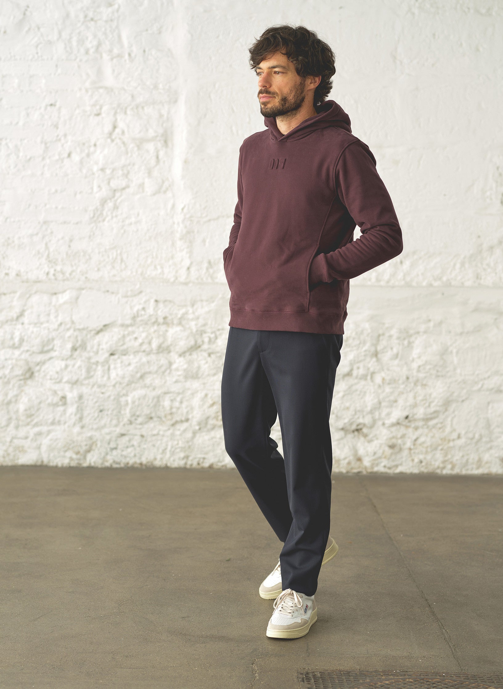 hoodie homme bordeaux coton