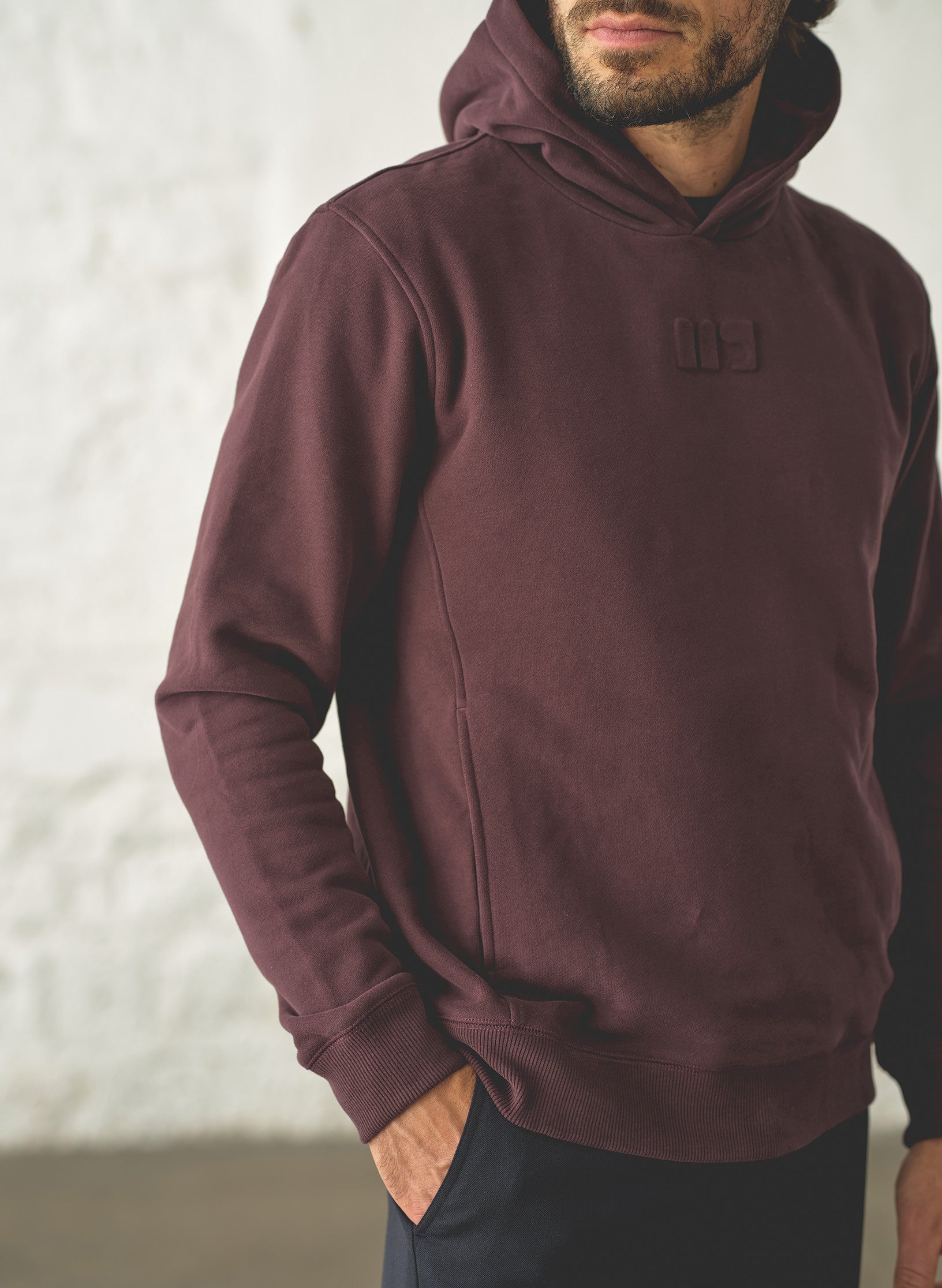 hoodie homme bordeaux coton