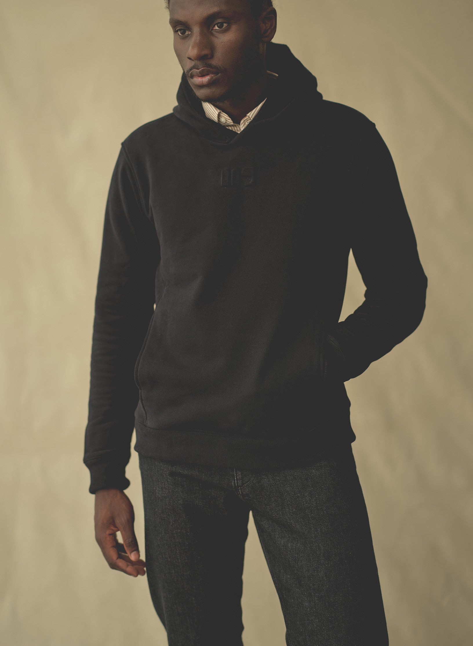 hoodie noir homme coton