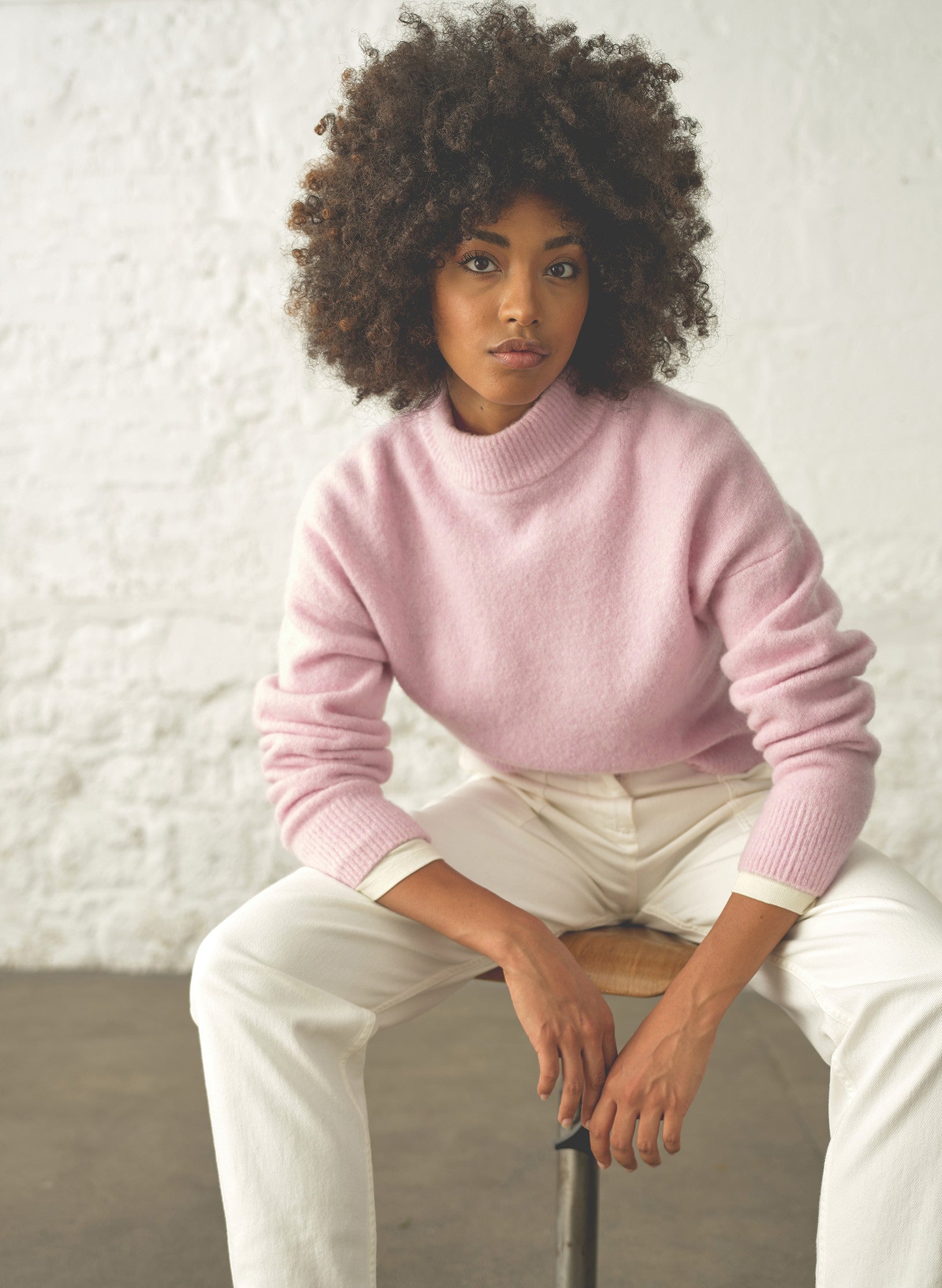 pull fils femme rose