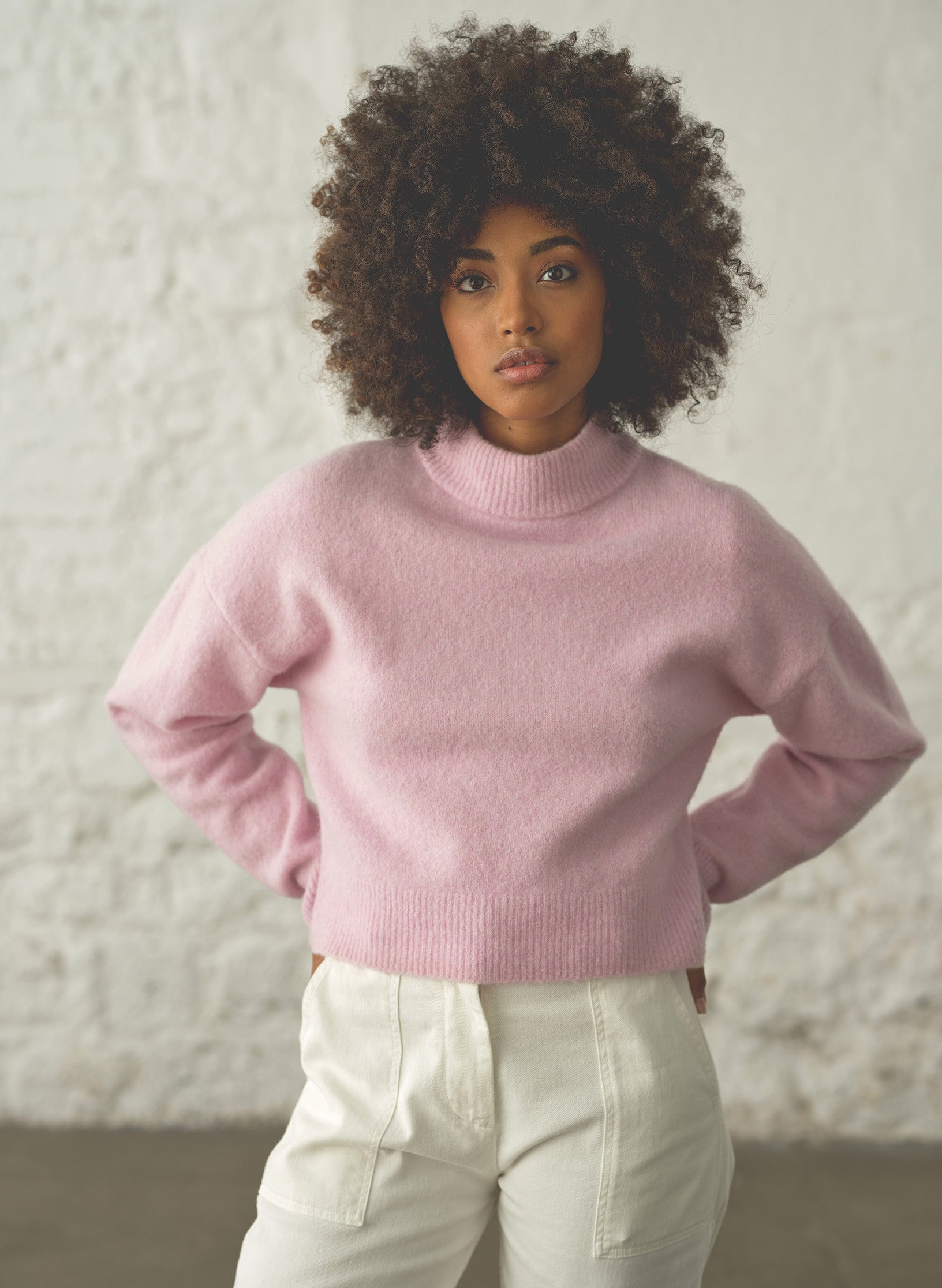 pull fils femme rose