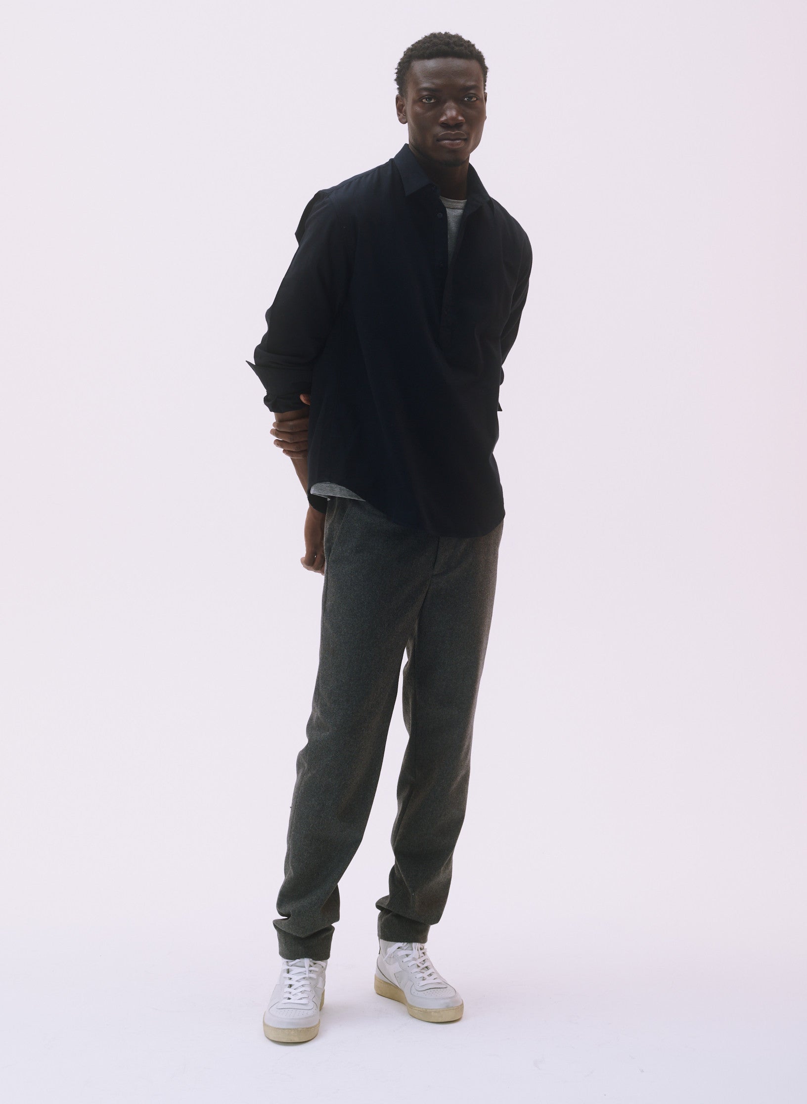 pantalon droit flanelle gris homme