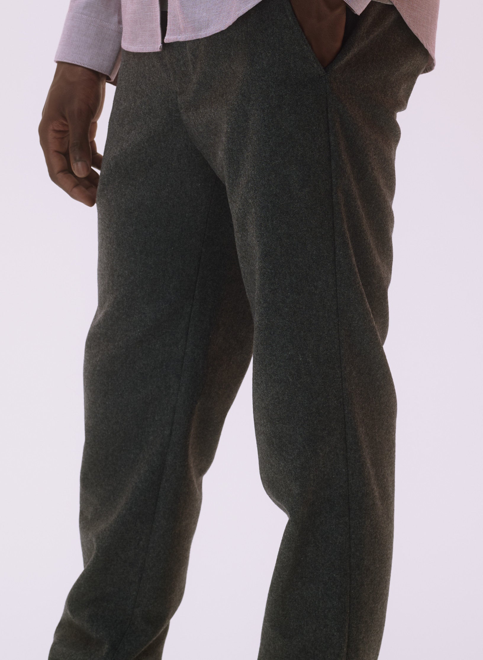 pantalon droit flanelle gris homme