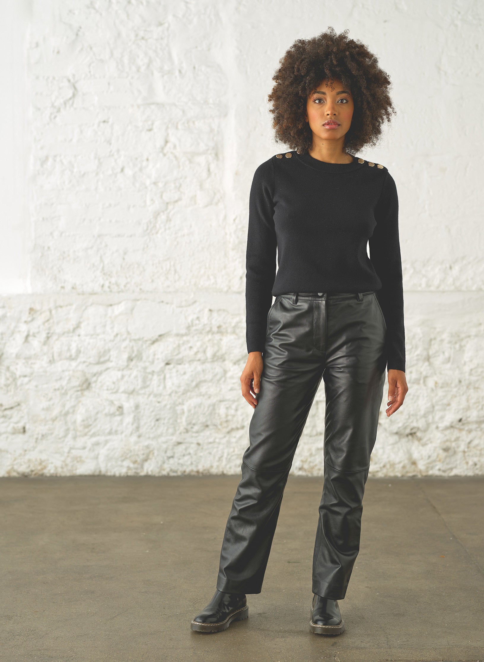 pantalon cuir noir femme