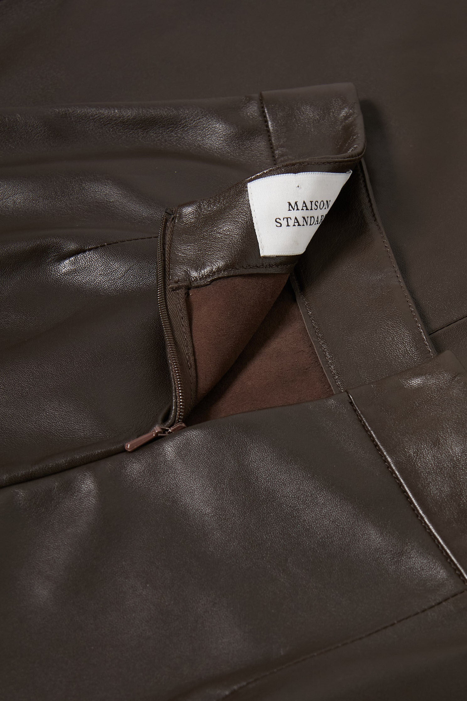 jupe longue cuir marron femme