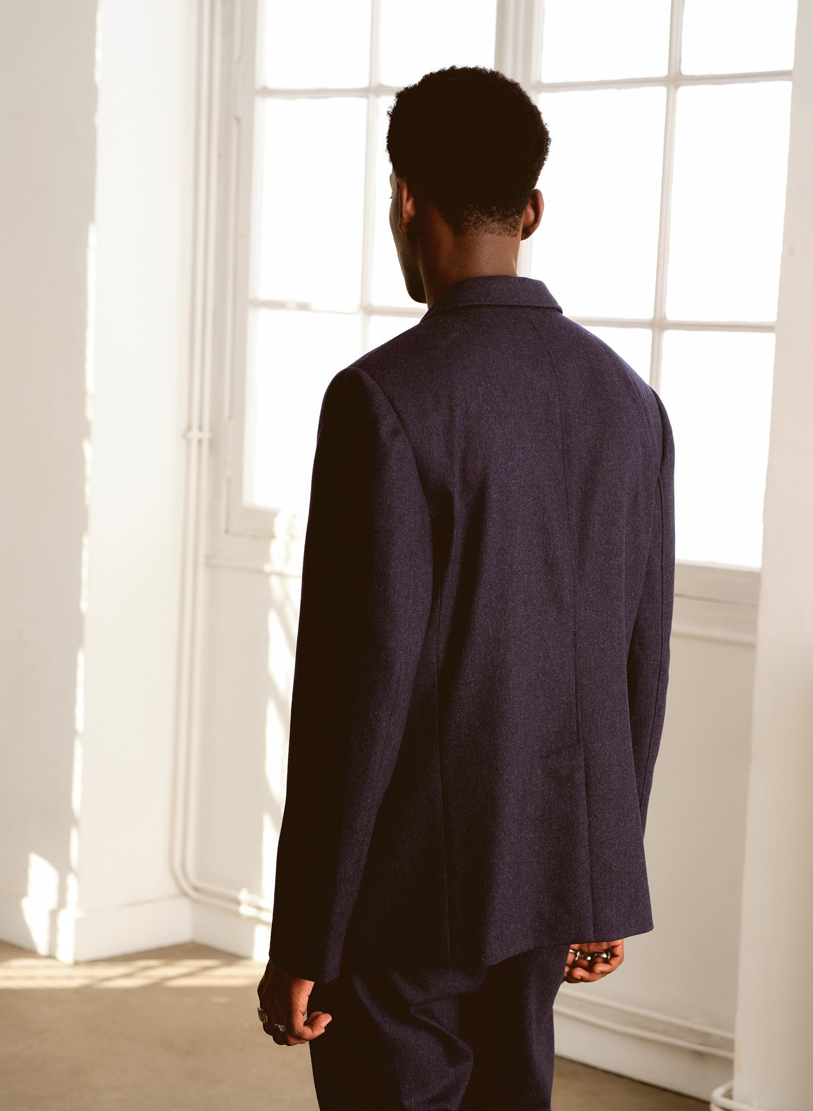 veste flanelle bleu 3 boutons homme