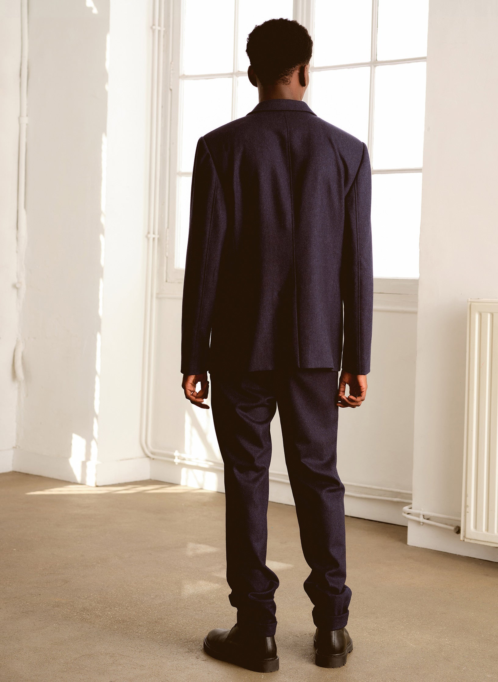 veste flanelle bleu 3 boutons homme