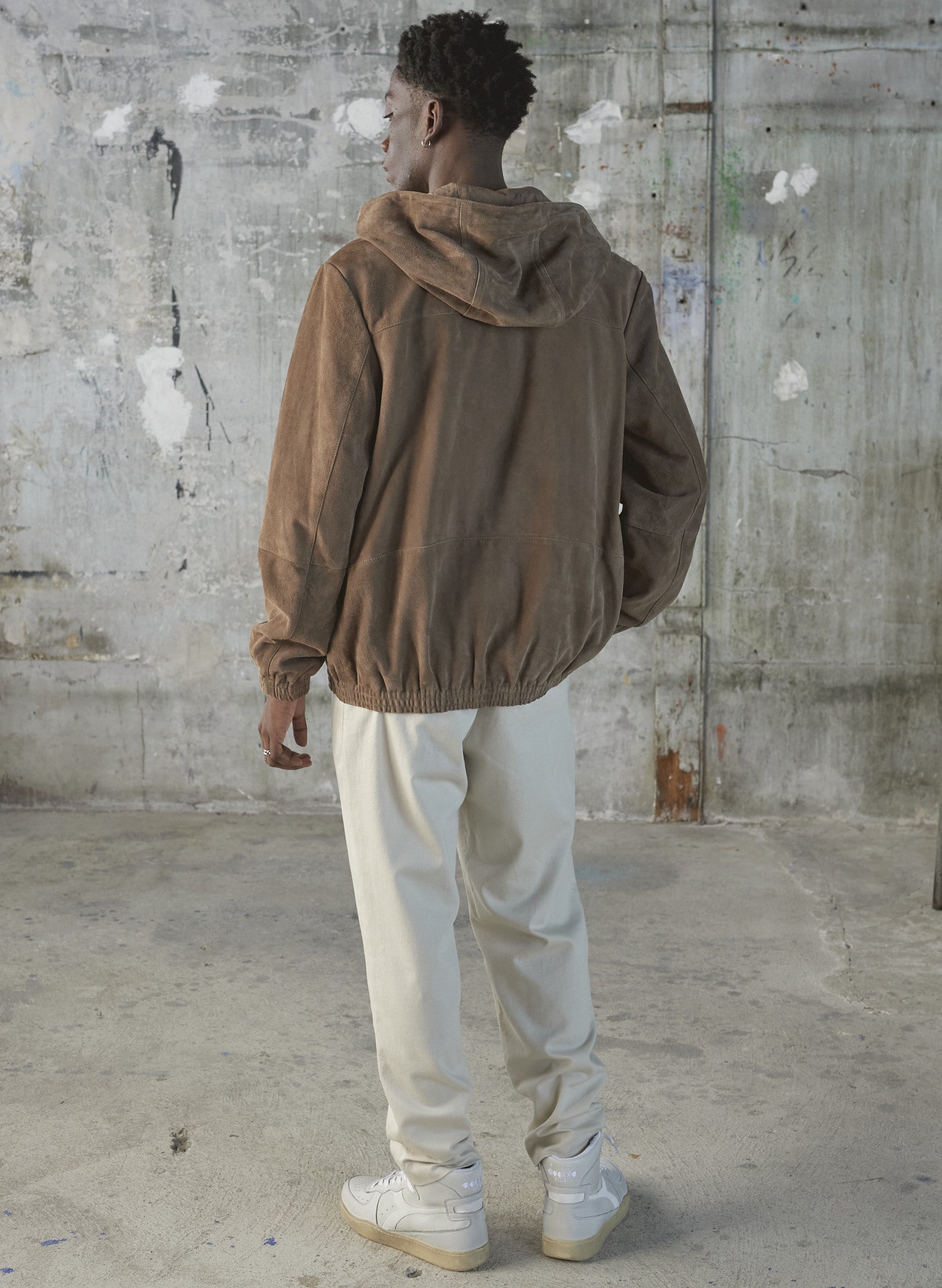 blouson capuche en daim