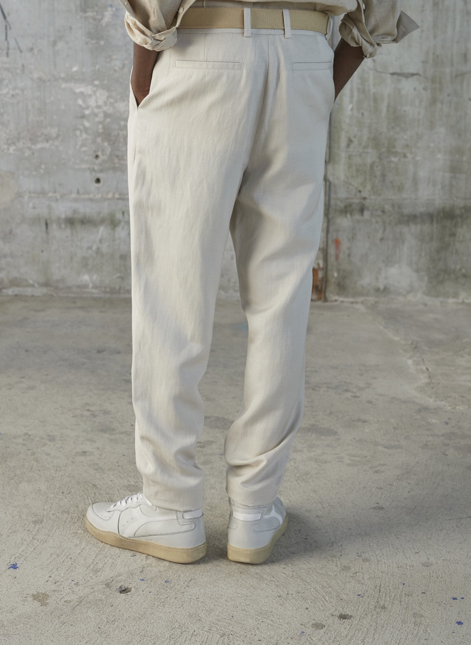 pantalon loose coton lin