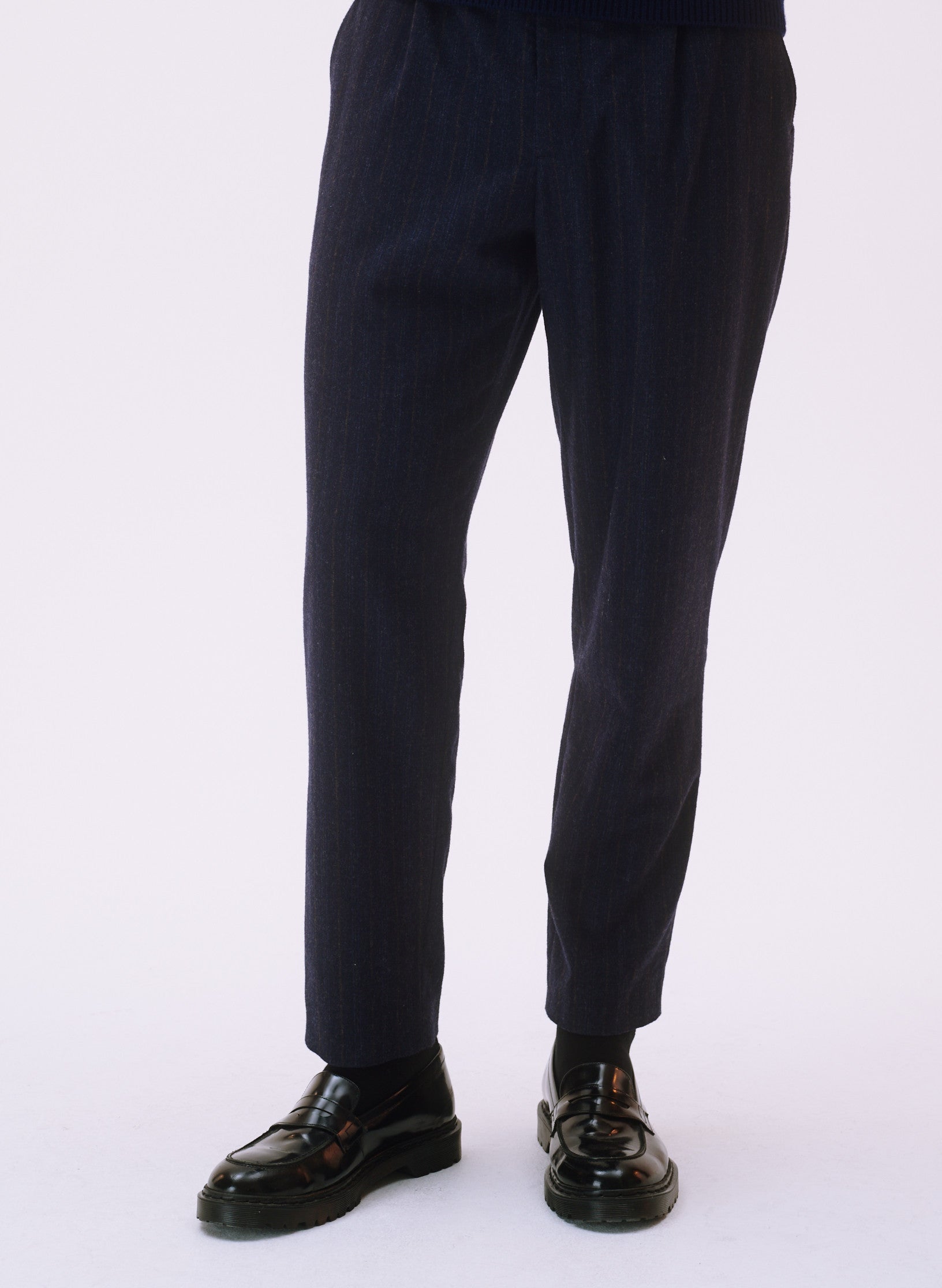 pantalon carotte flanelle raye bleu homme femme unisexe