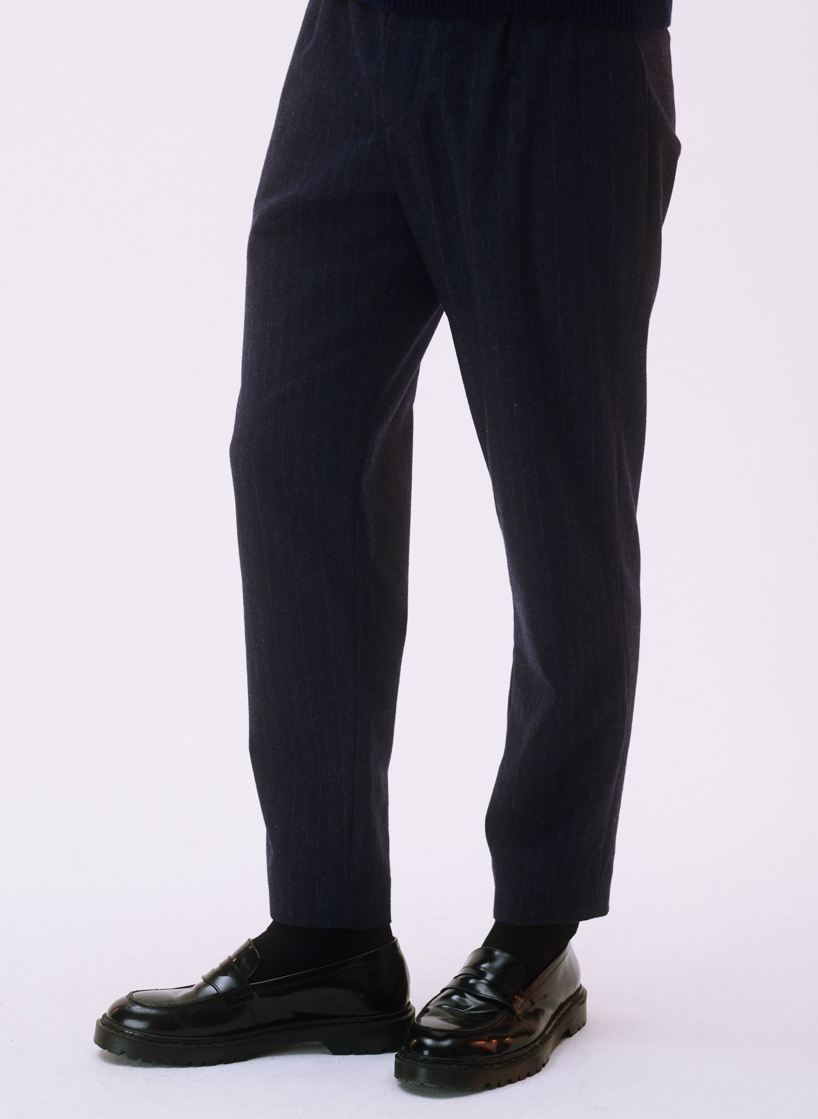 pantalon carotte flanelle raye bleu homme femme unisexe