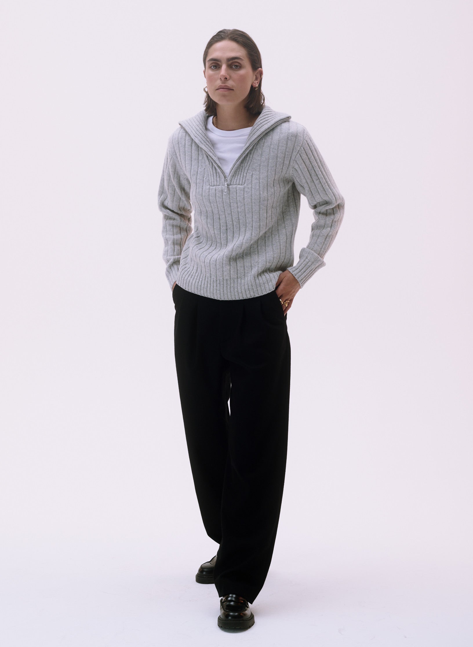 pantalon loose flanelle pinces noir homme femme unisexe