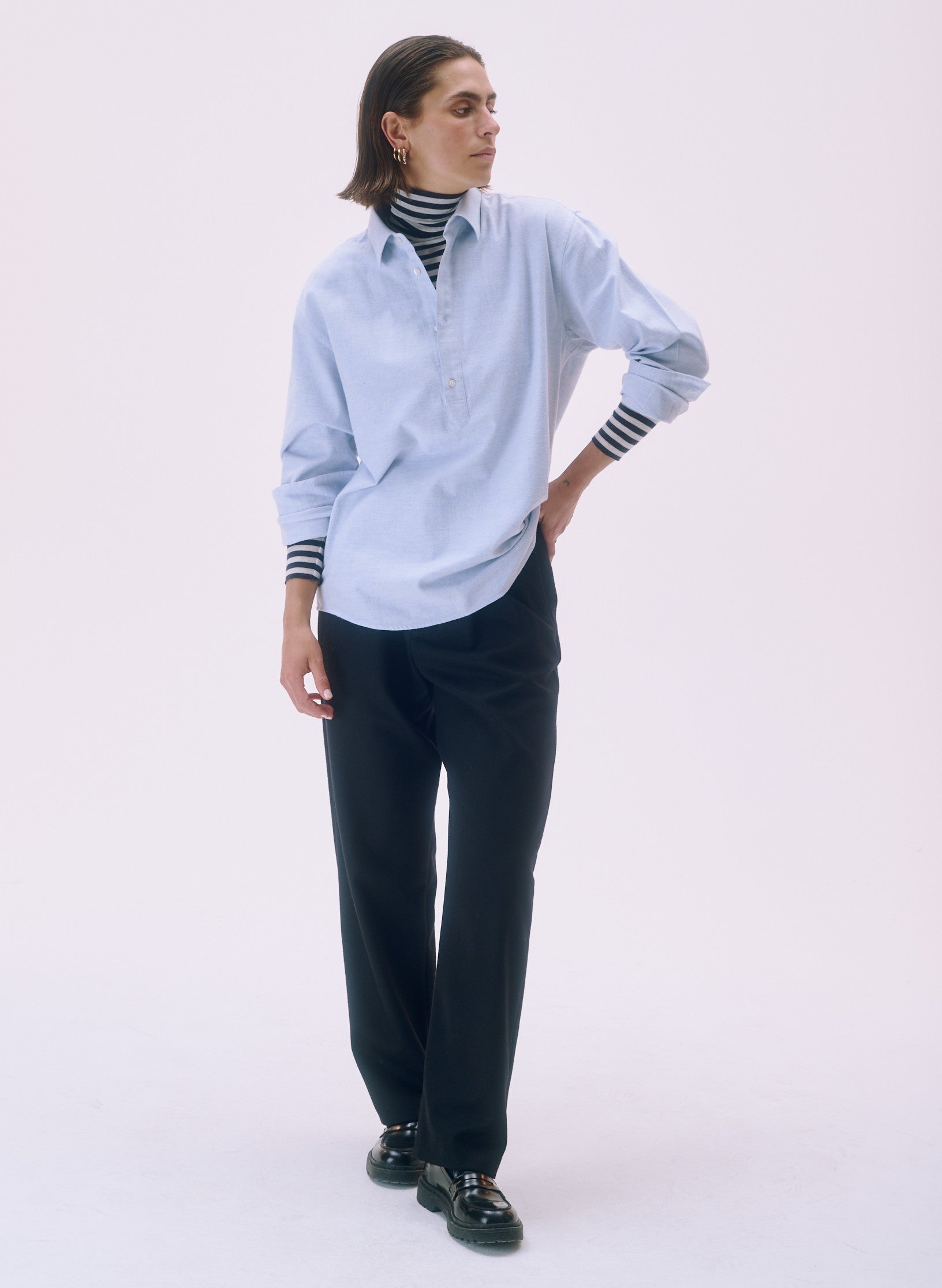 pantalon loose flanelle pinces noir homme femme unisexe