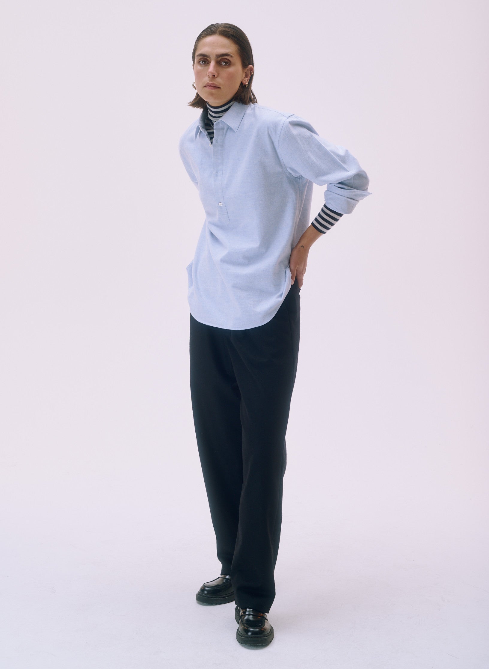 pantalon loose flanelle pinces noir homme femme unisexe