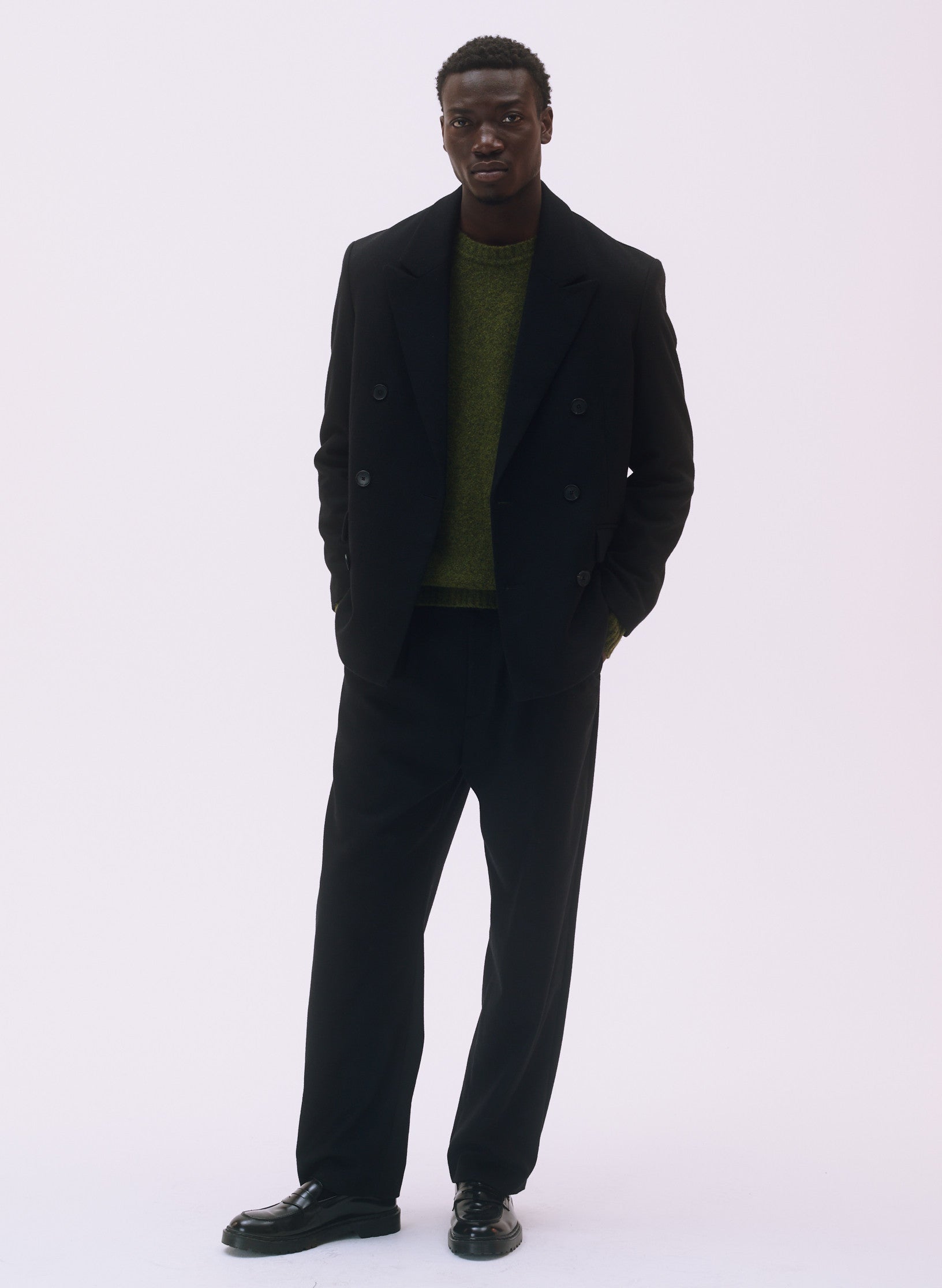 pantalon loose flanelle pinces noir homme femme unisexe