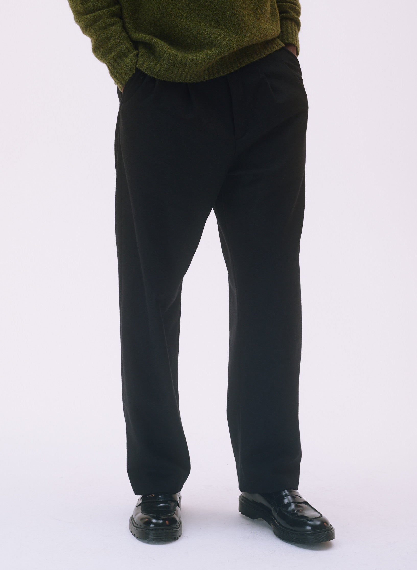 pantalon loose flanelle pinces noir homme femme unisexe