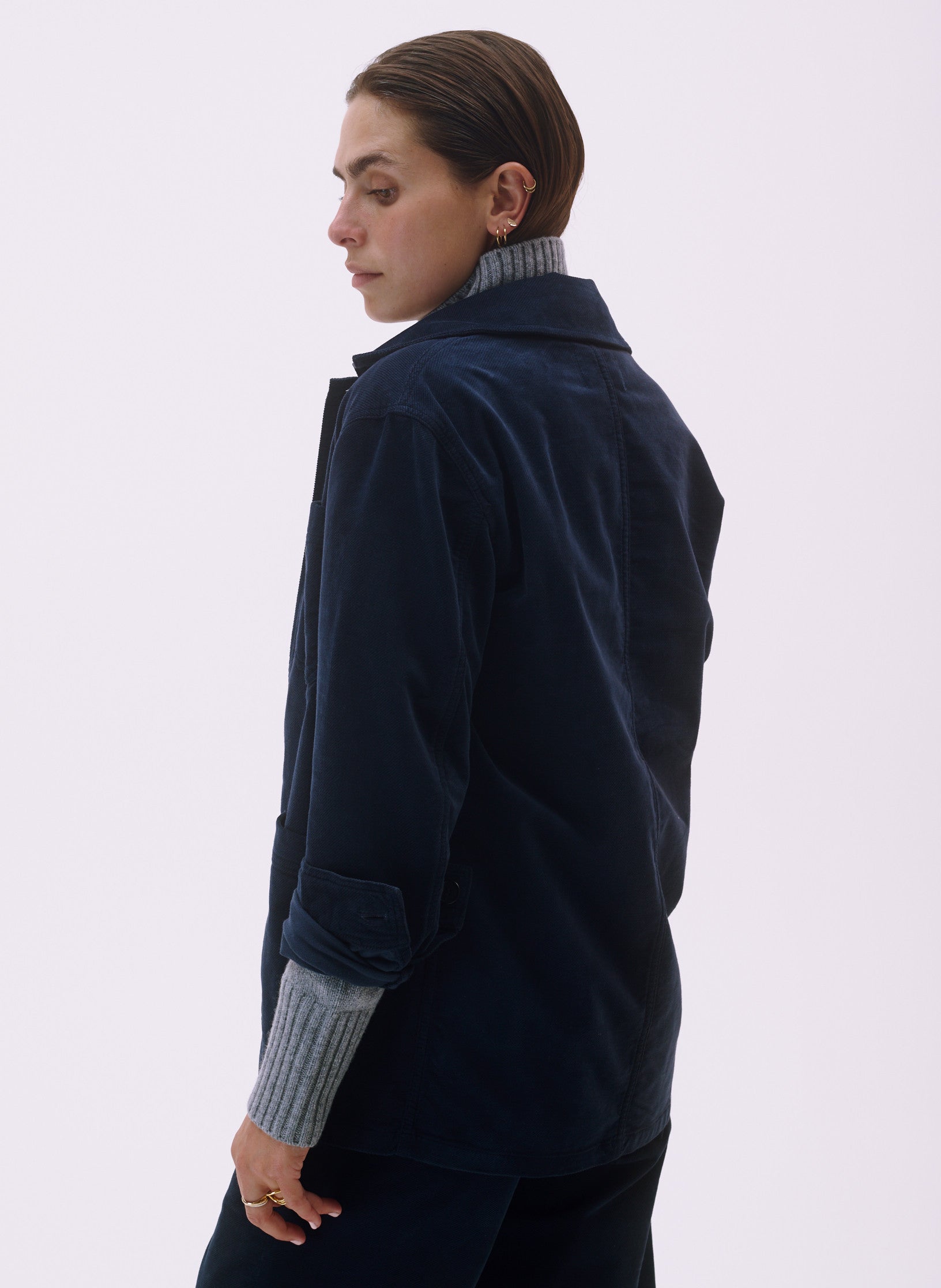 veste peintre velours bleu homme femme unisexe