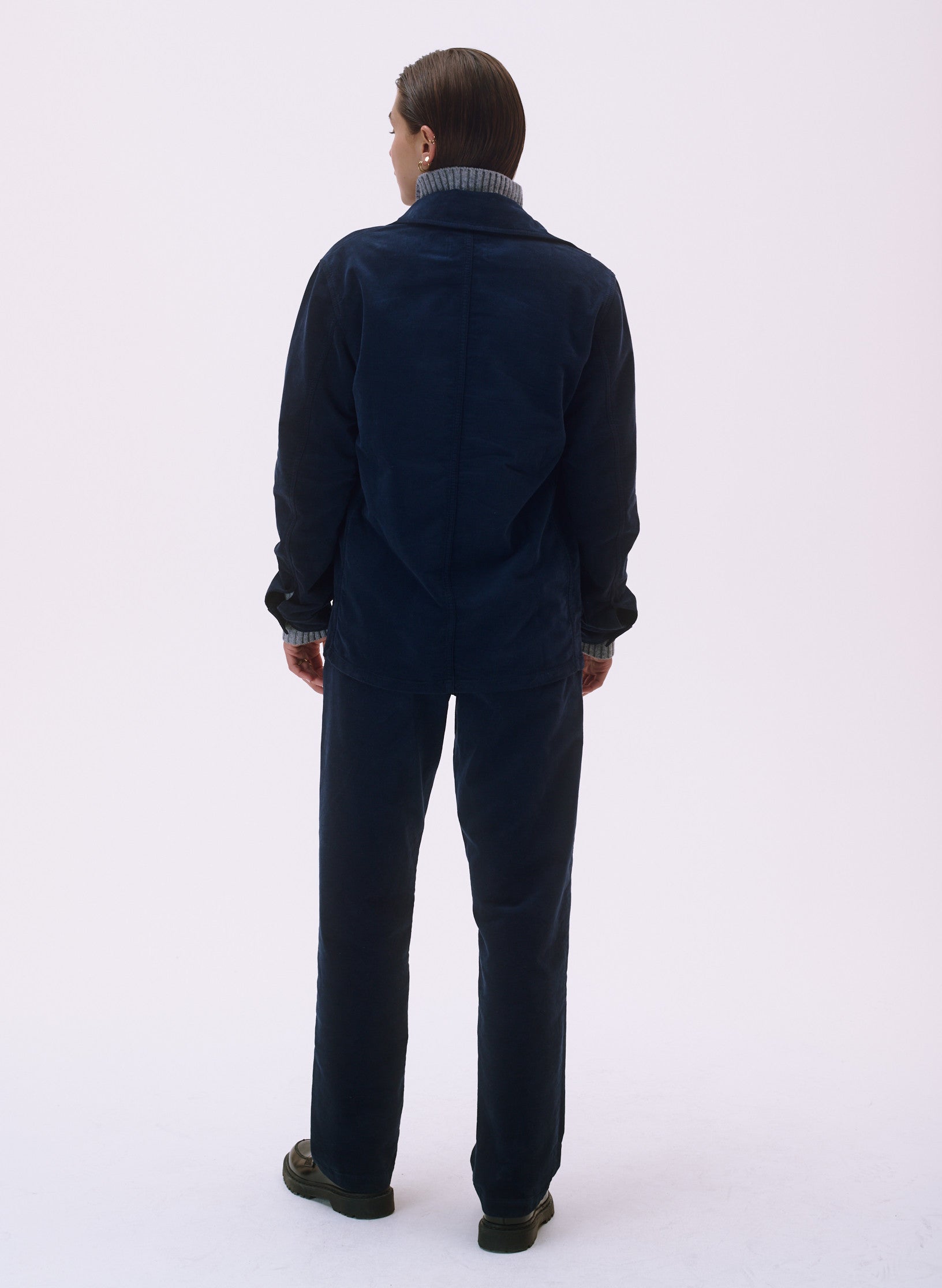 veste peintre velours bleu homme femme unisexe