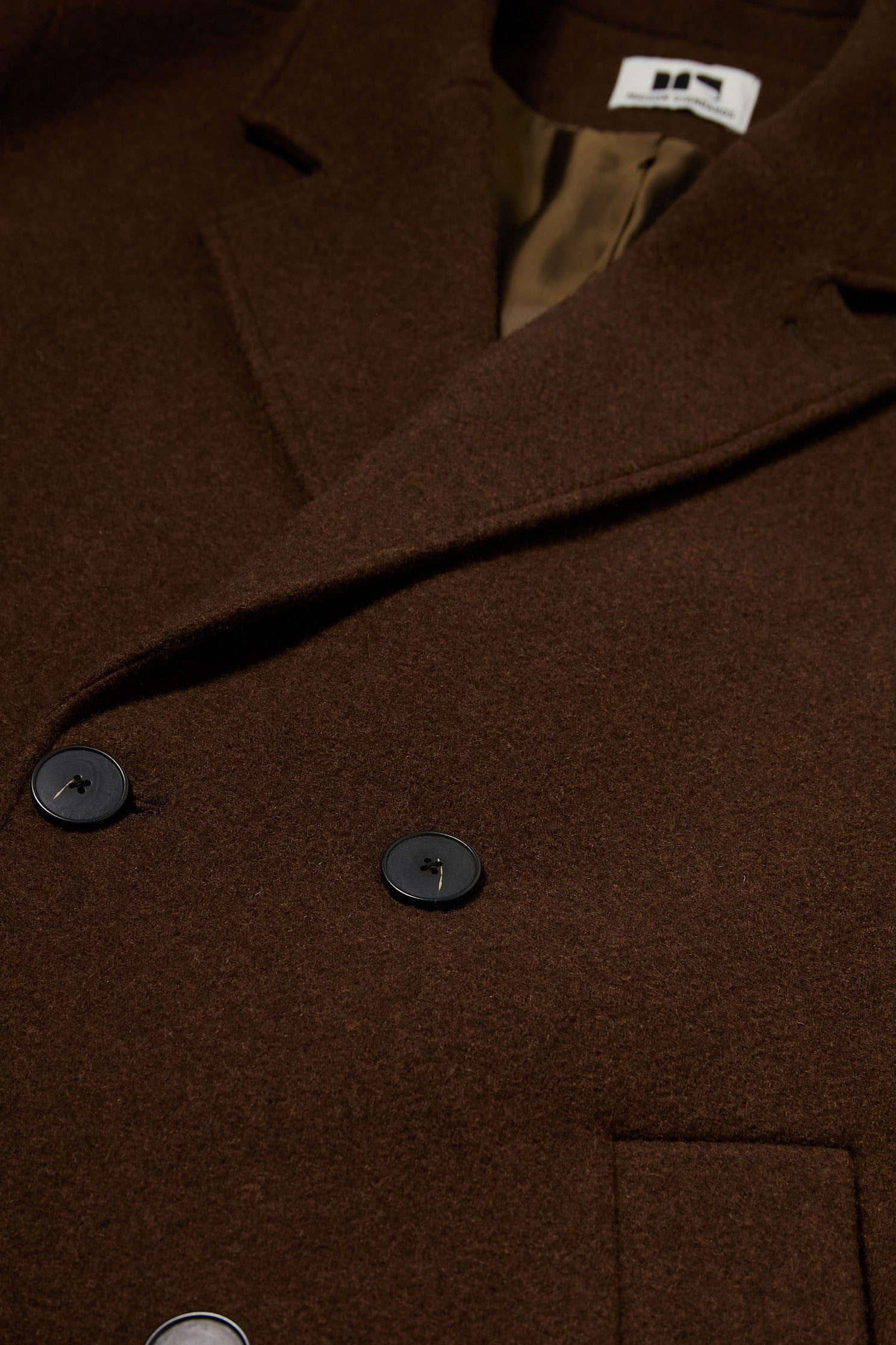 manteau croise laine unisexe homme femme acajou marron