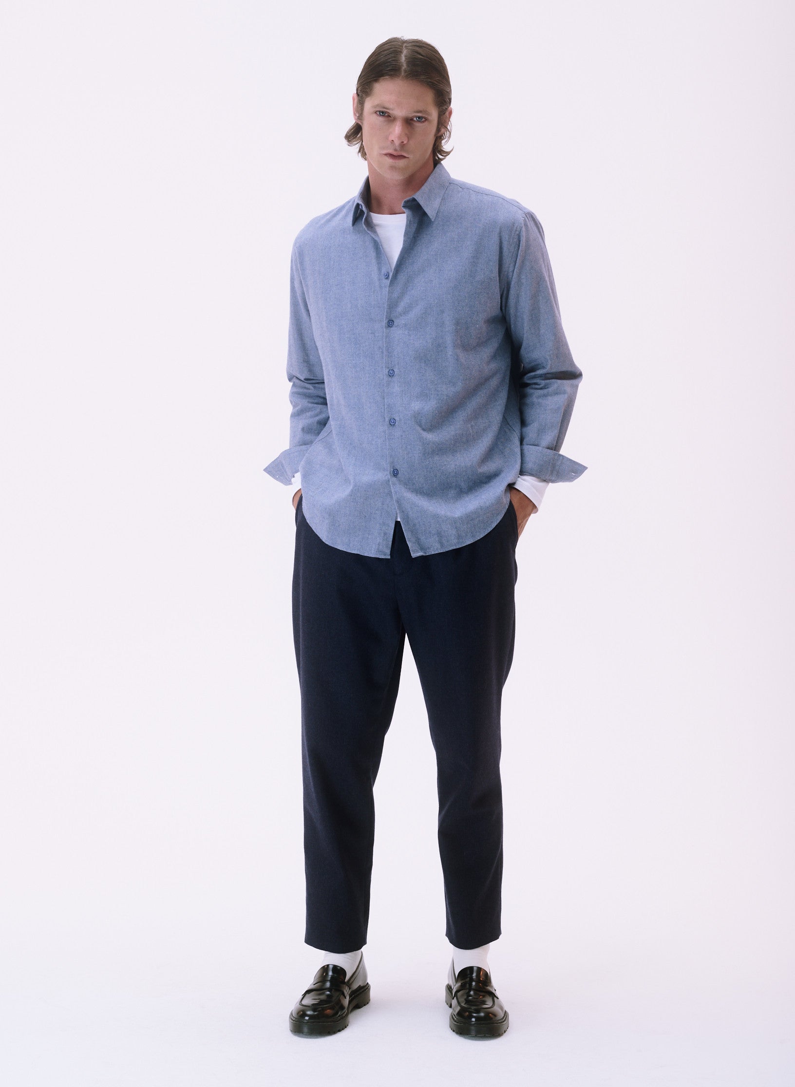 chemise flanelle overside bleu glacier homme femme unisexe