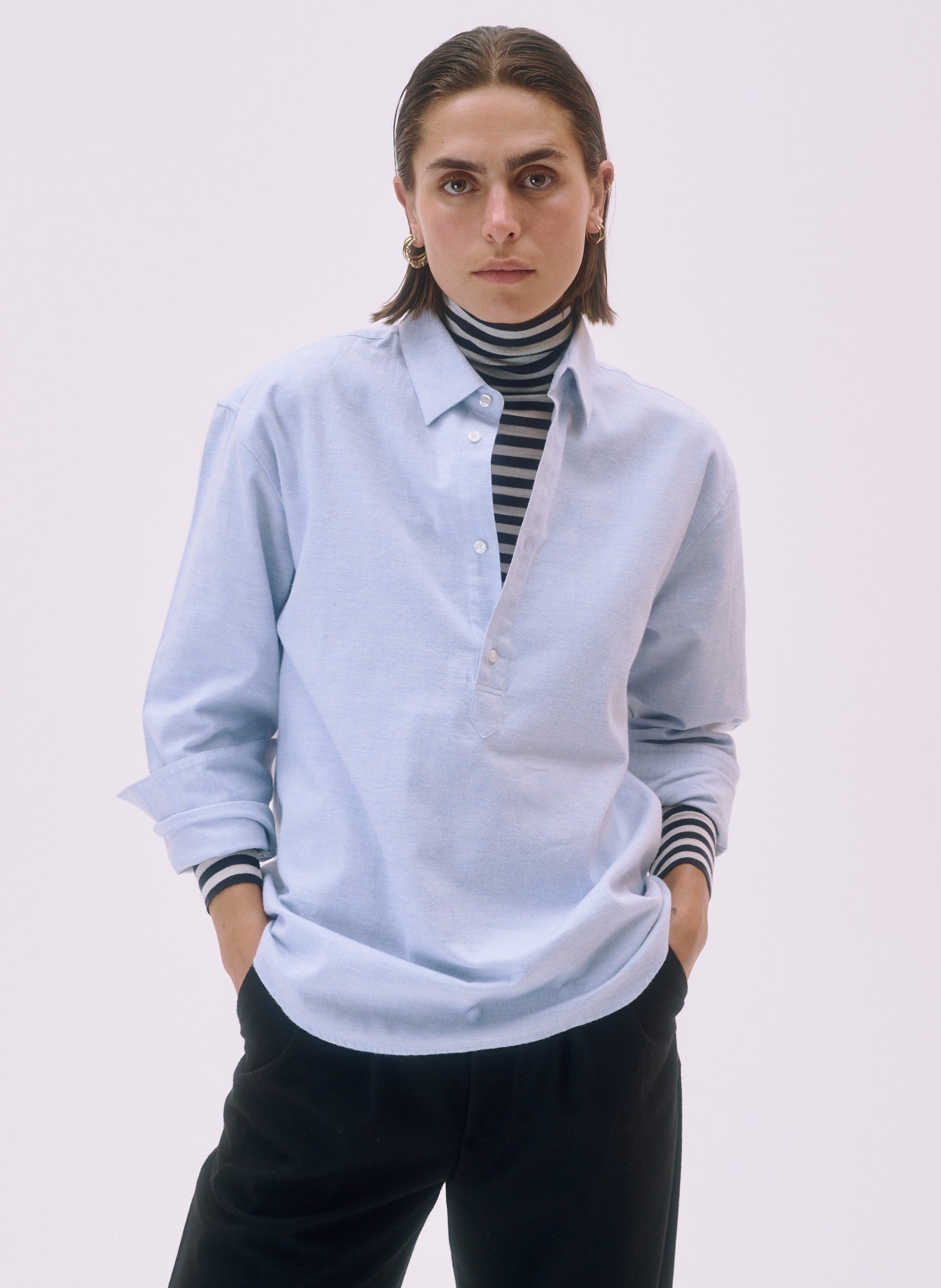 chemise flanelle oversized unisexe homme femme coton bleu