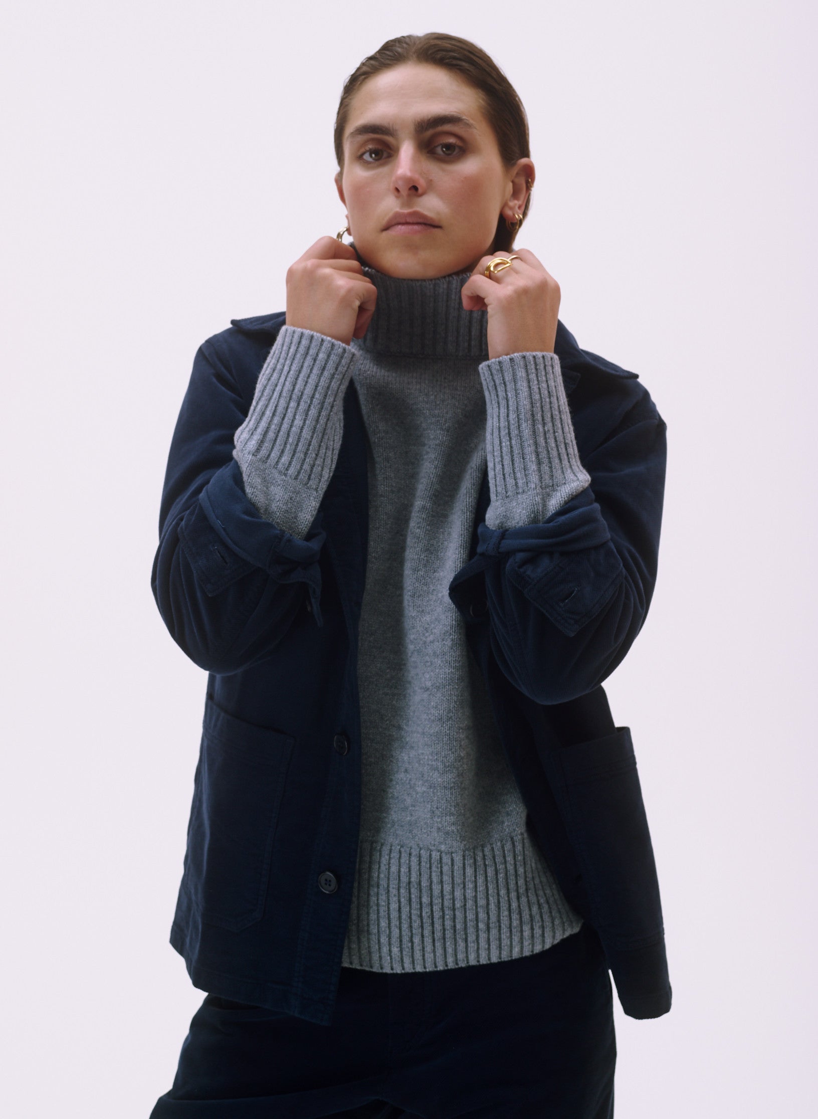 pull oversized 100 laine col montant homme femme unisexe