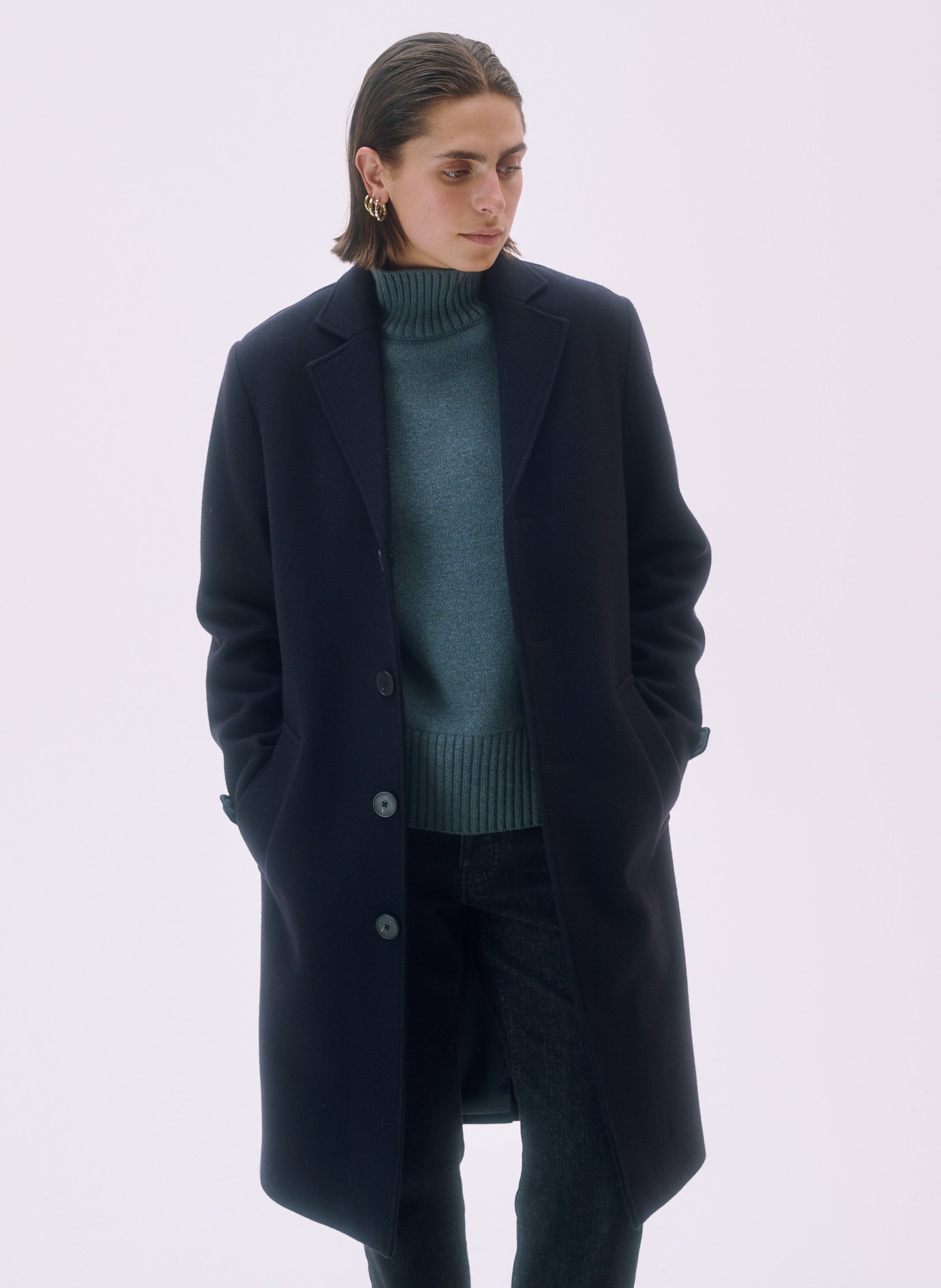 pull oversized laine col montant vert homme femme unisexe