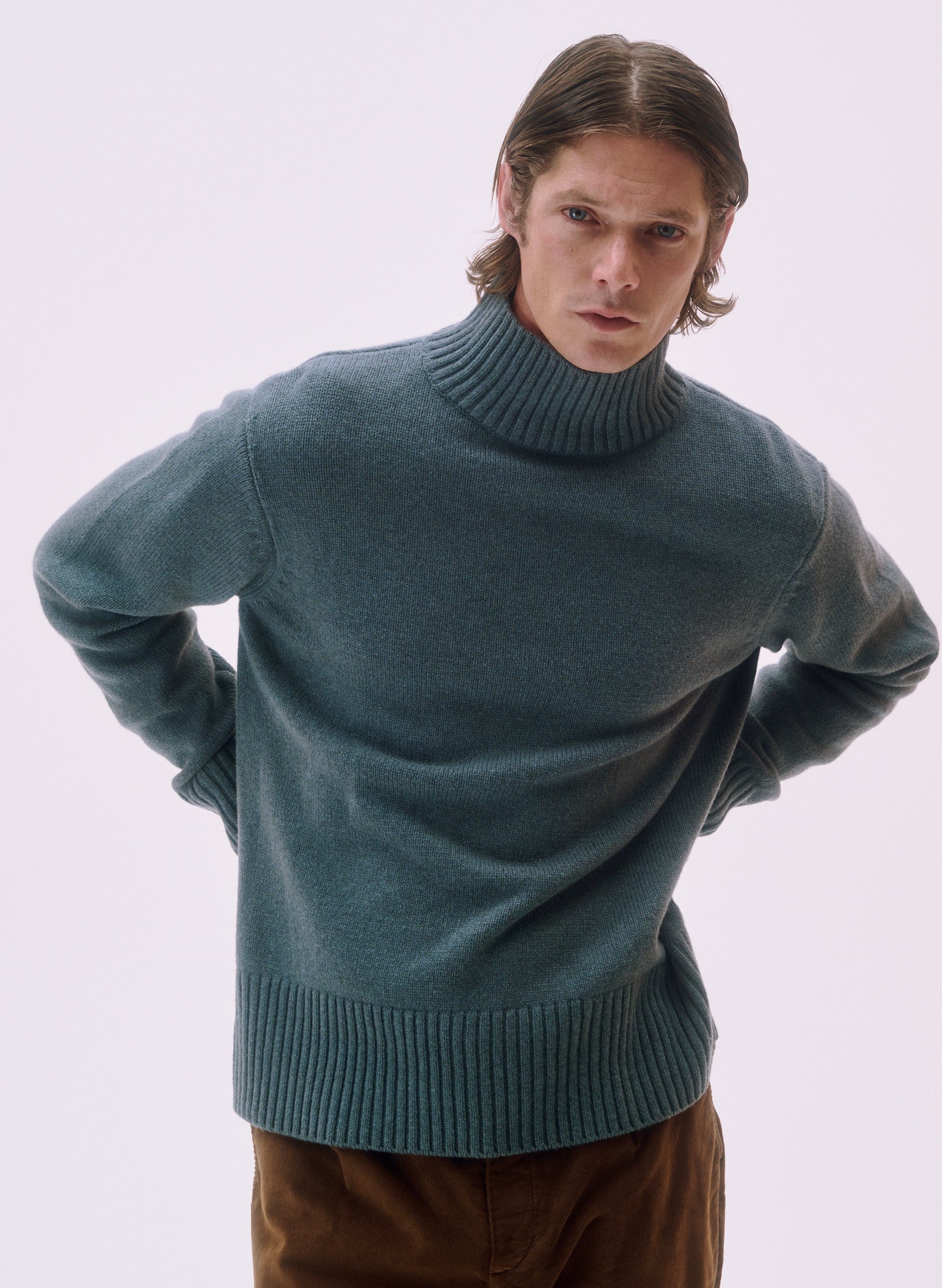 pull oversized laine col montant vert homme femme unisexe