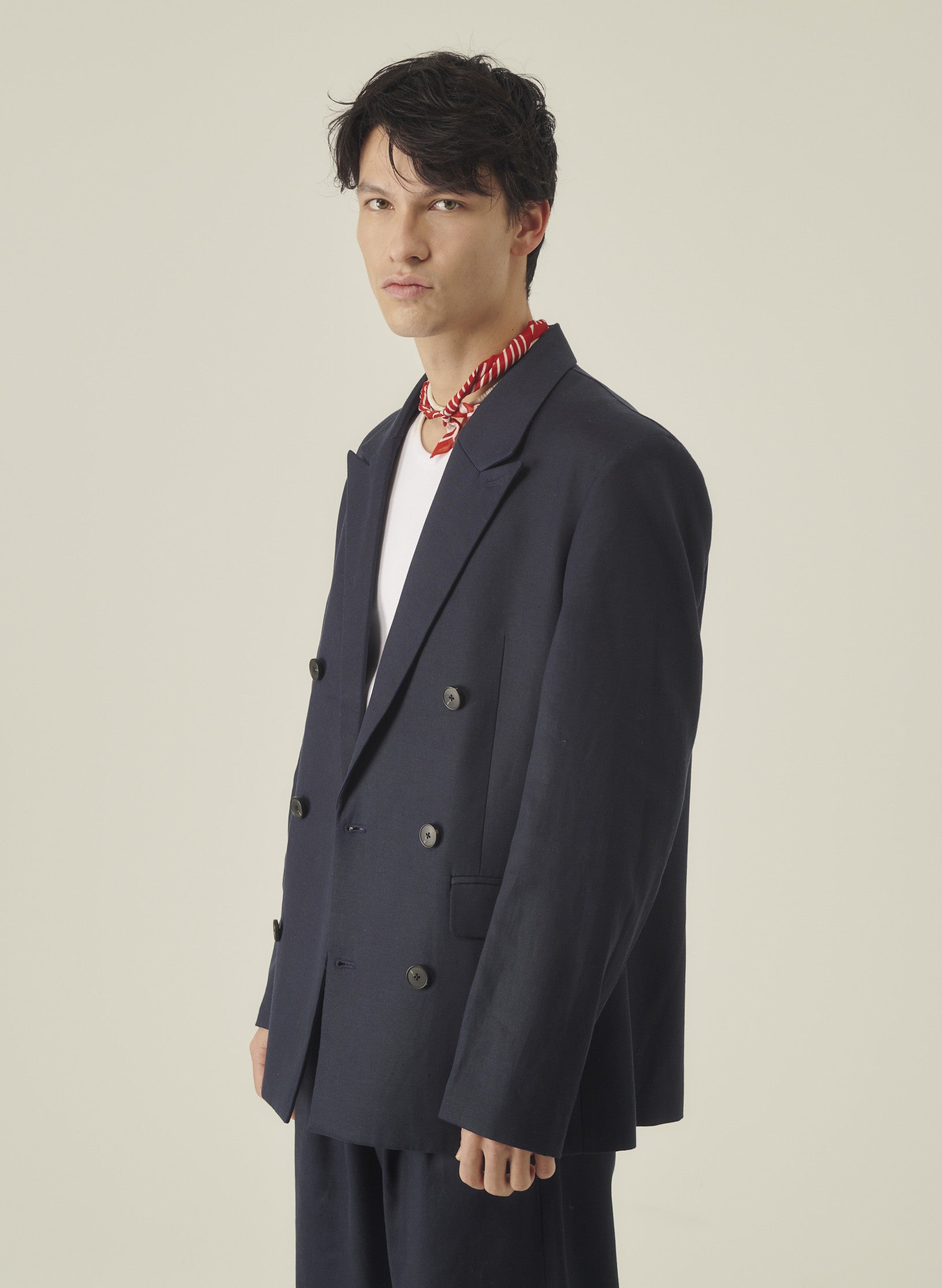 veste croisee lin lyocell bleu homme femme ukraine