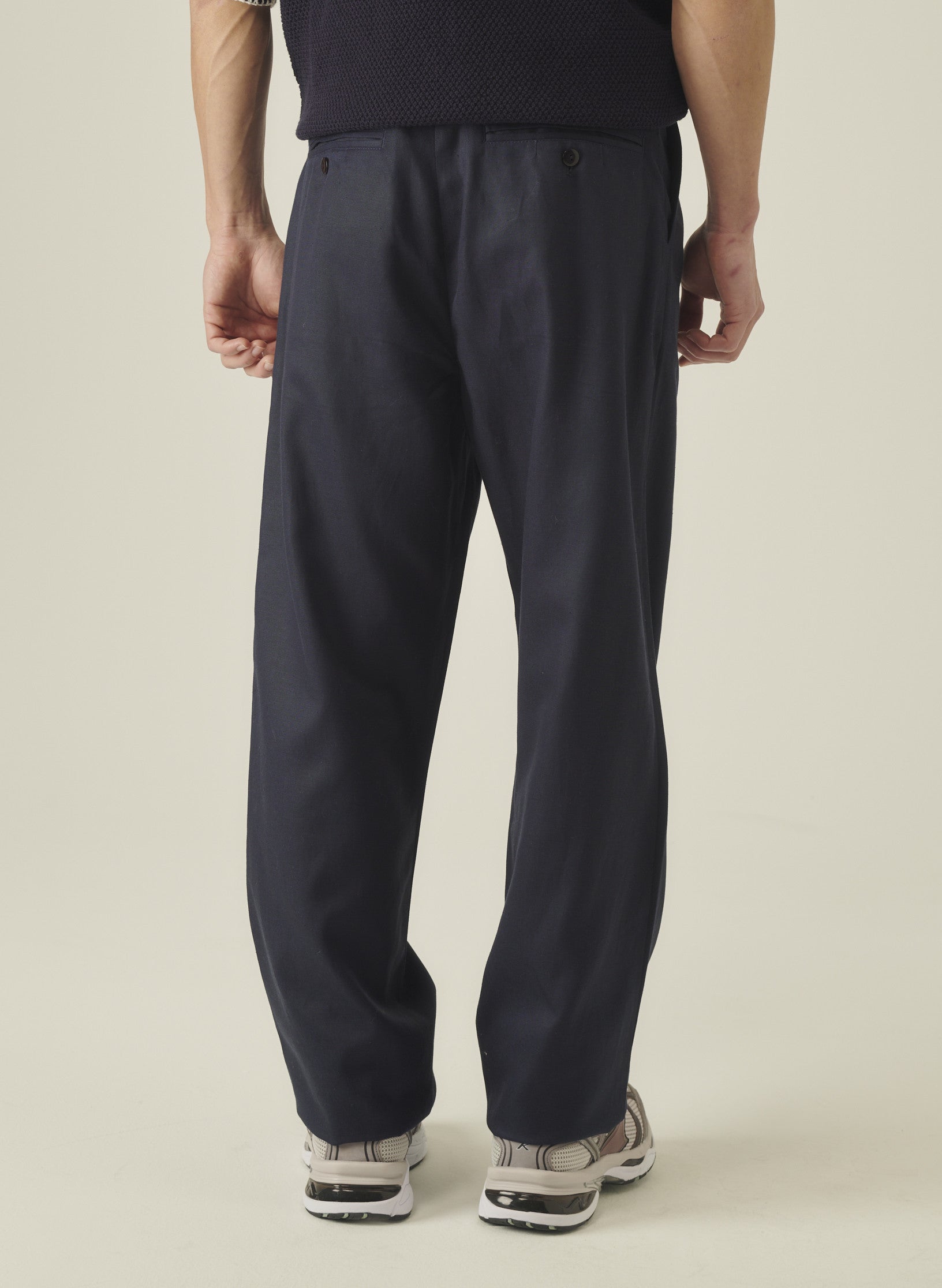 pantalon double pinces lin lyocell bleu homme femme