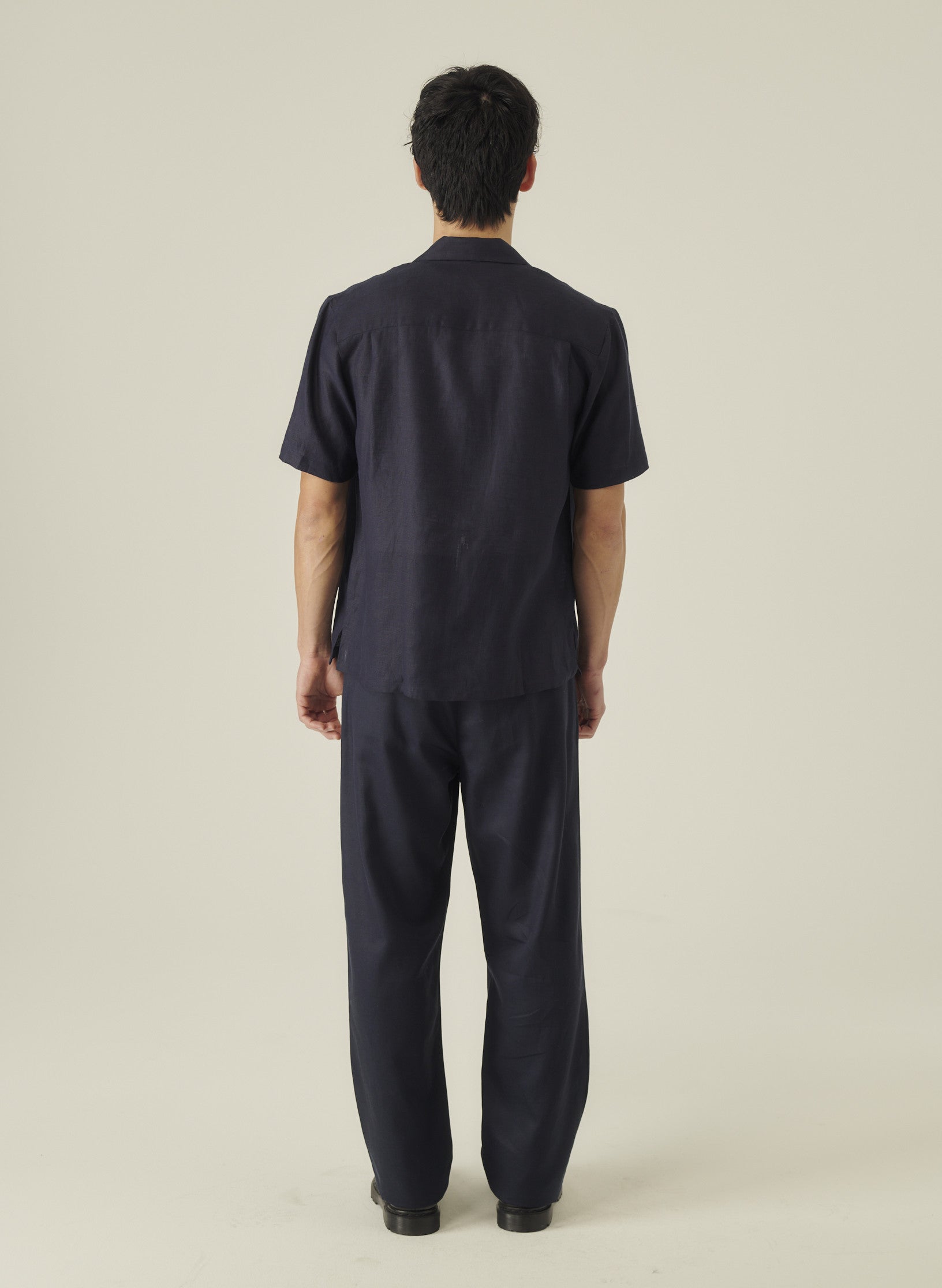 pantalon double pinces lin lyocell bleu homme femme