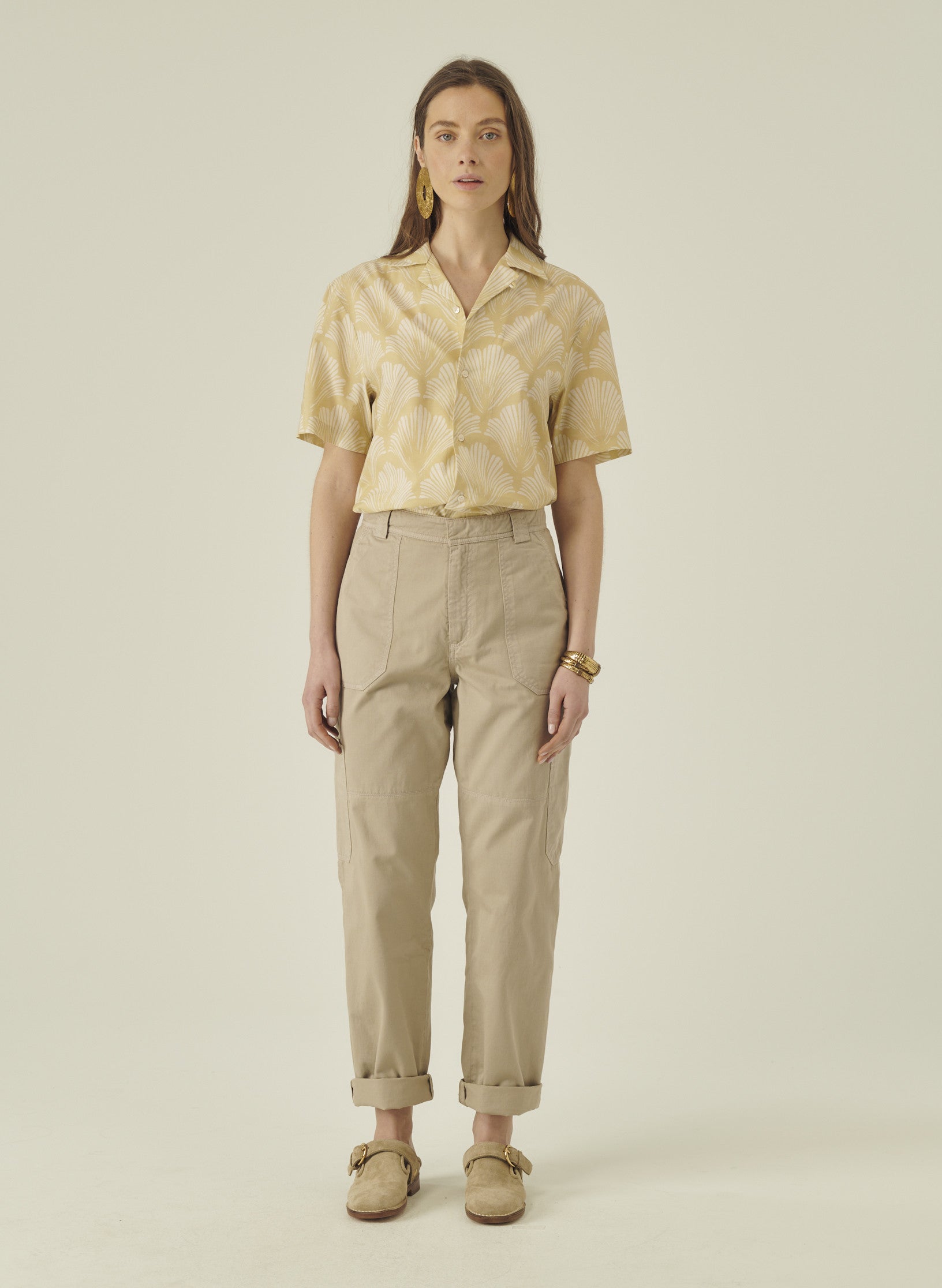 cargo pantalon loose beige homme femme unisexe