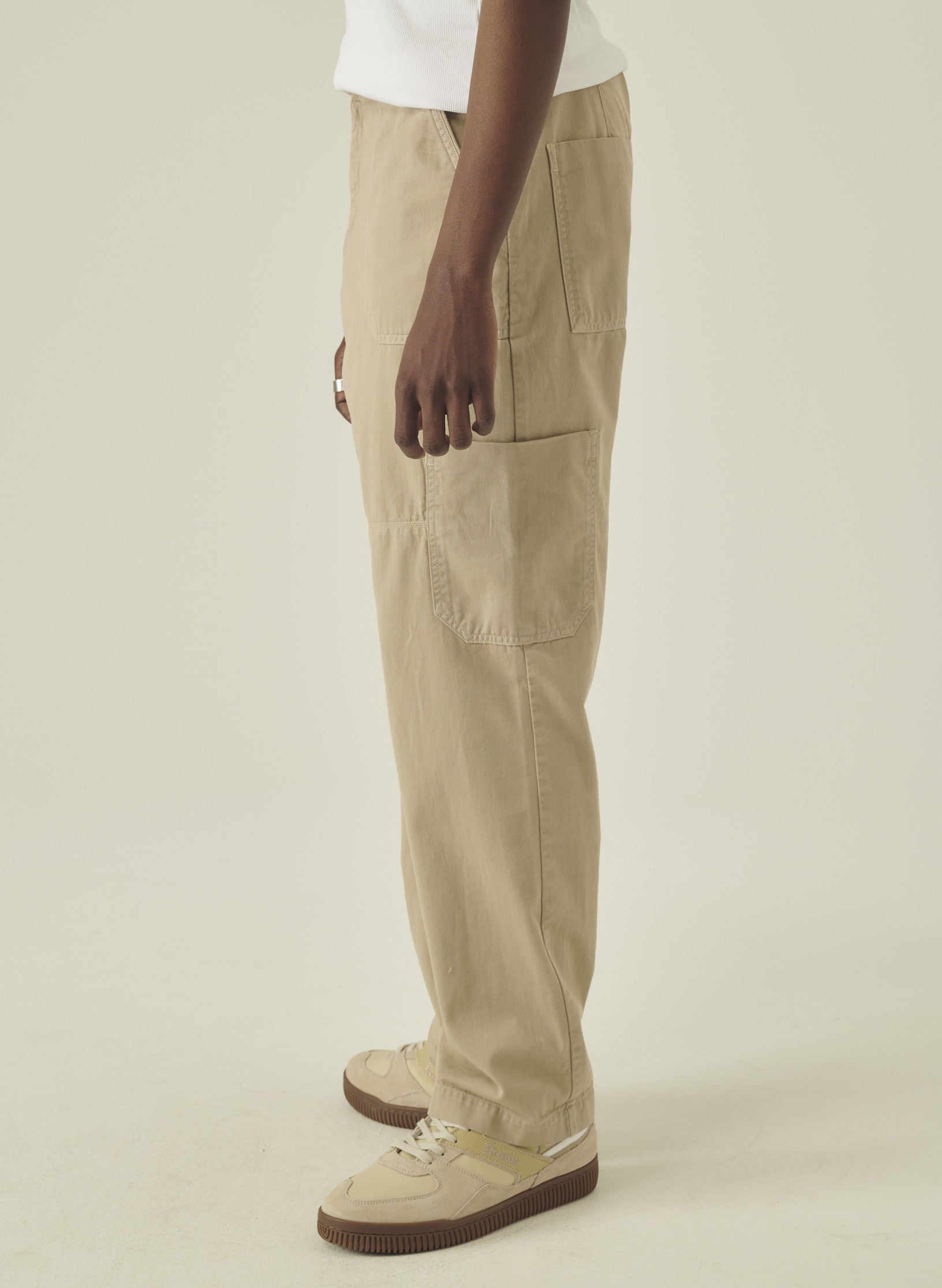 cargo pantalon loose beige homme femme unisexe