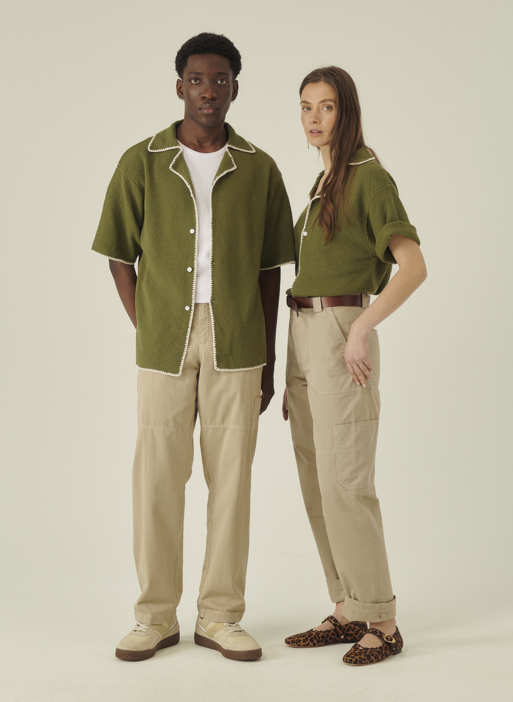 cargo pantalon loose beige homme femme unisexe