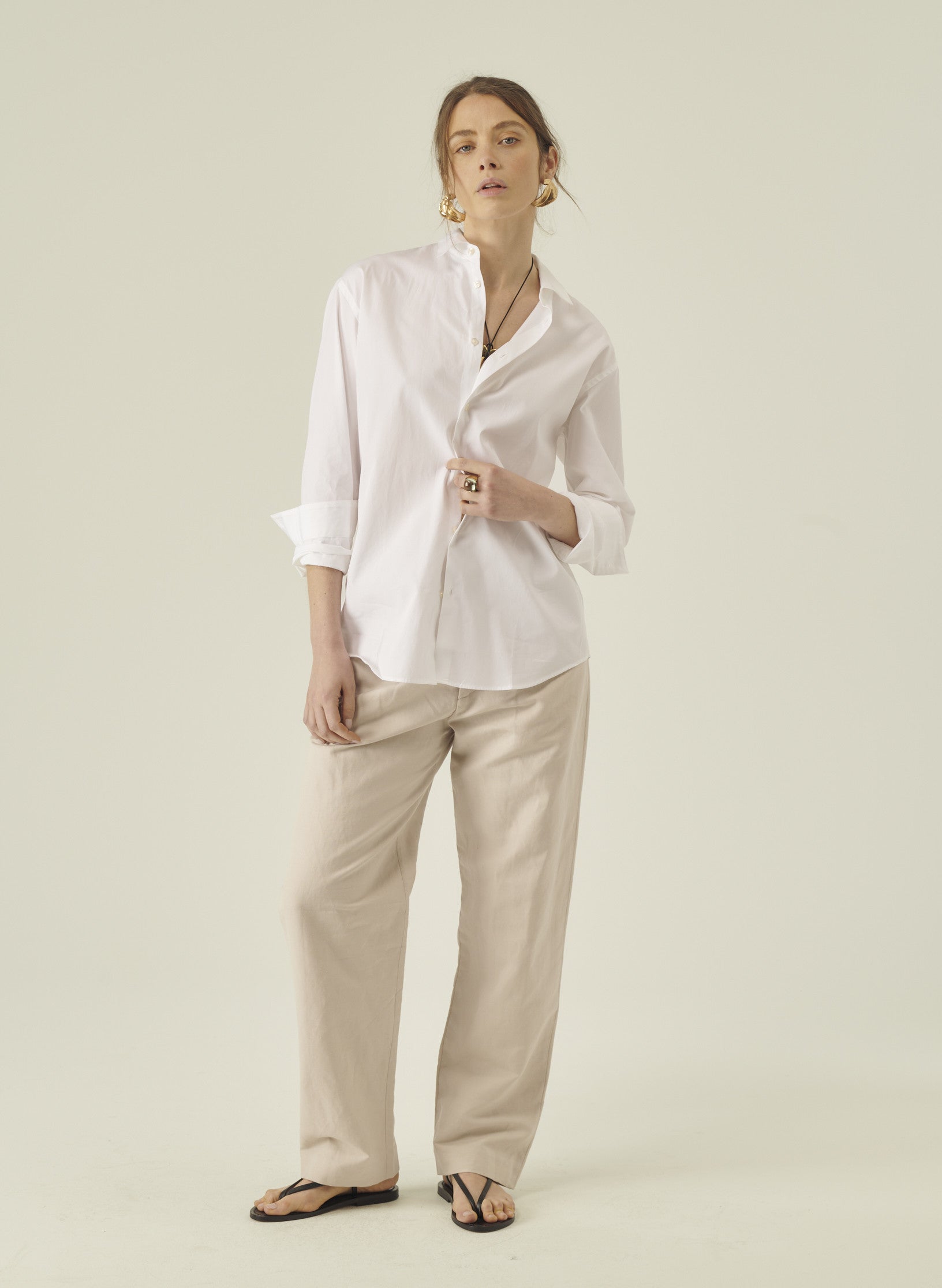 chemise loose unie femme homme coton blanche