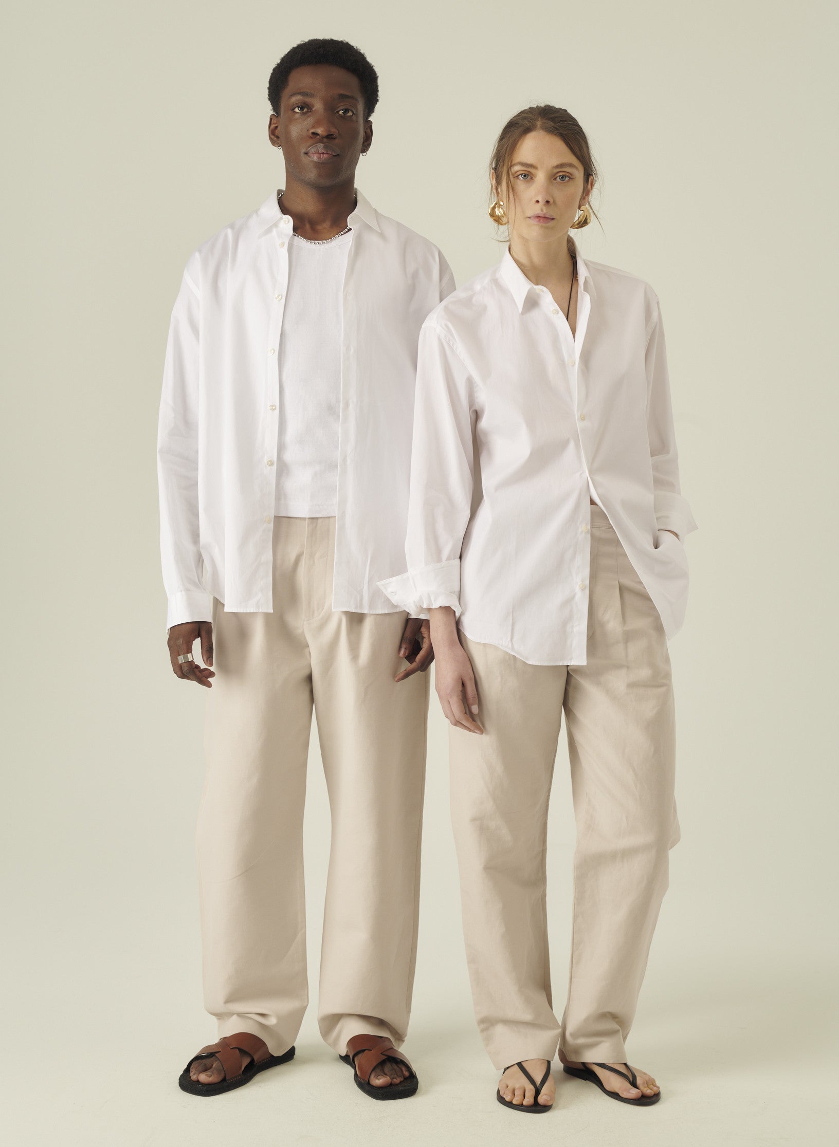 chemise loose unie femme homme coton blanche