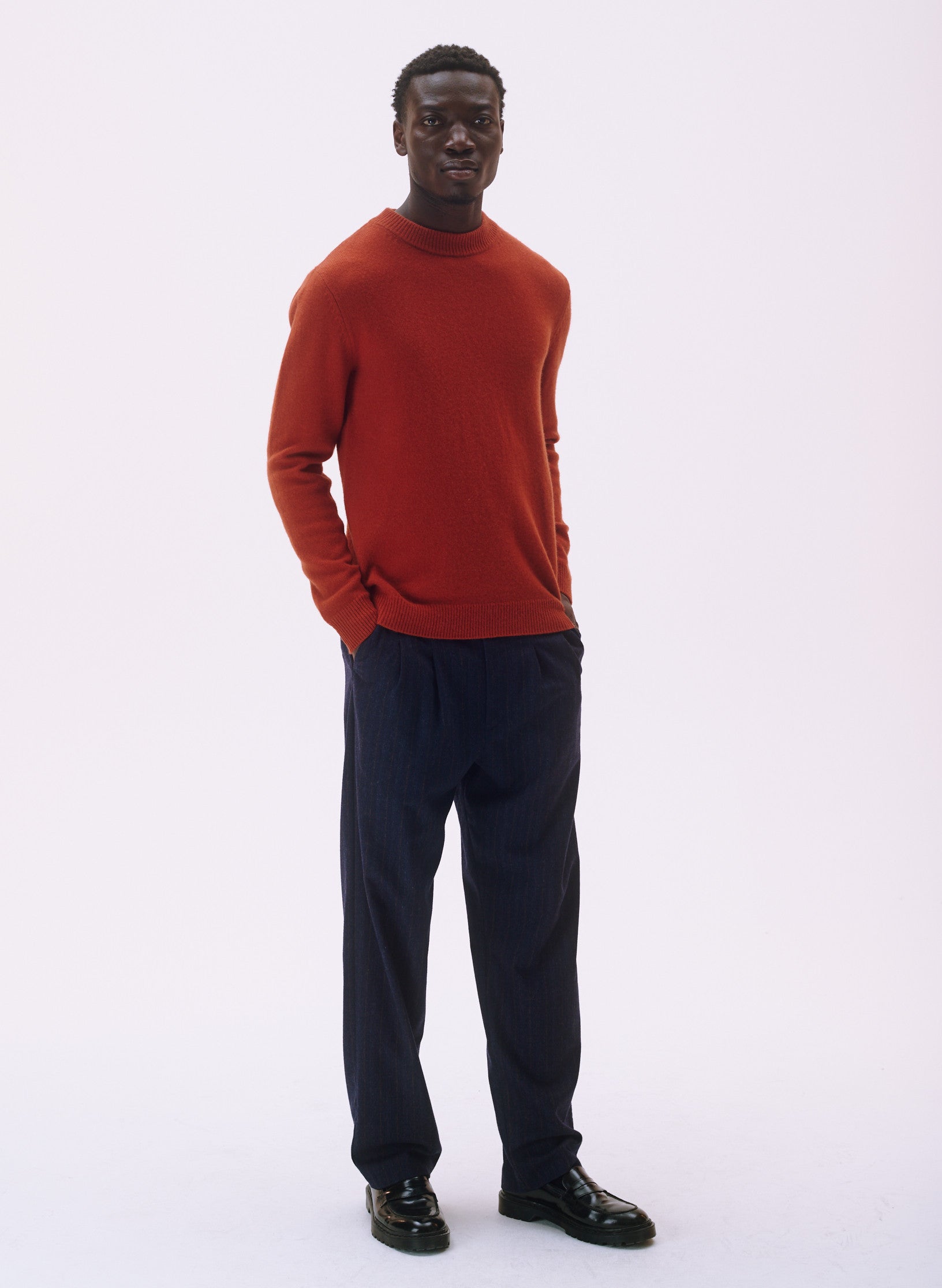 pantalon pince flanelle bleu homme femme unisexe