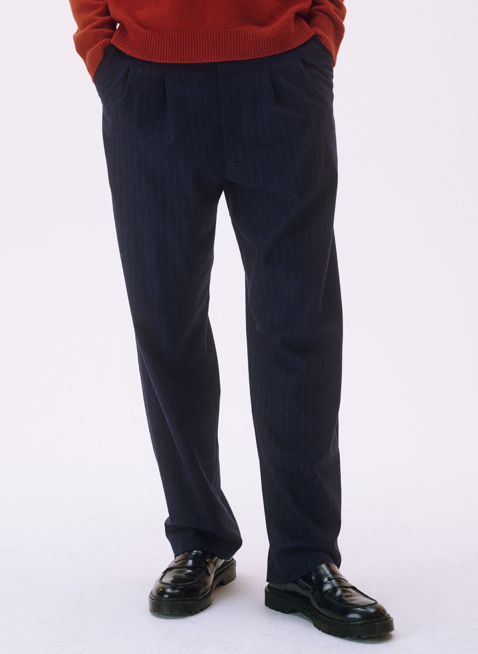 pantalon pince flanelle bleu homme femme unisexe