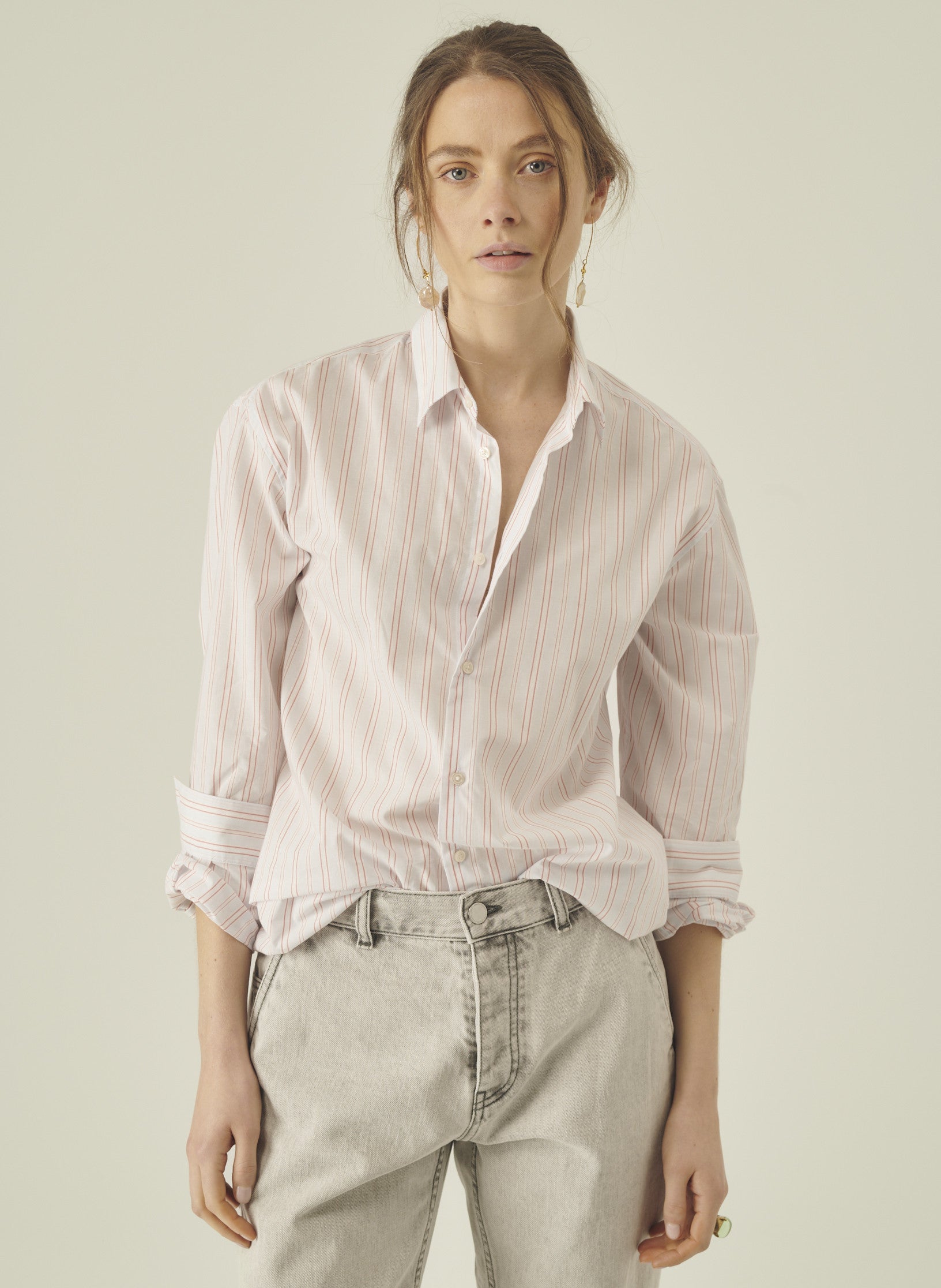 chemise loose multi rayures homme femme bleu rayee